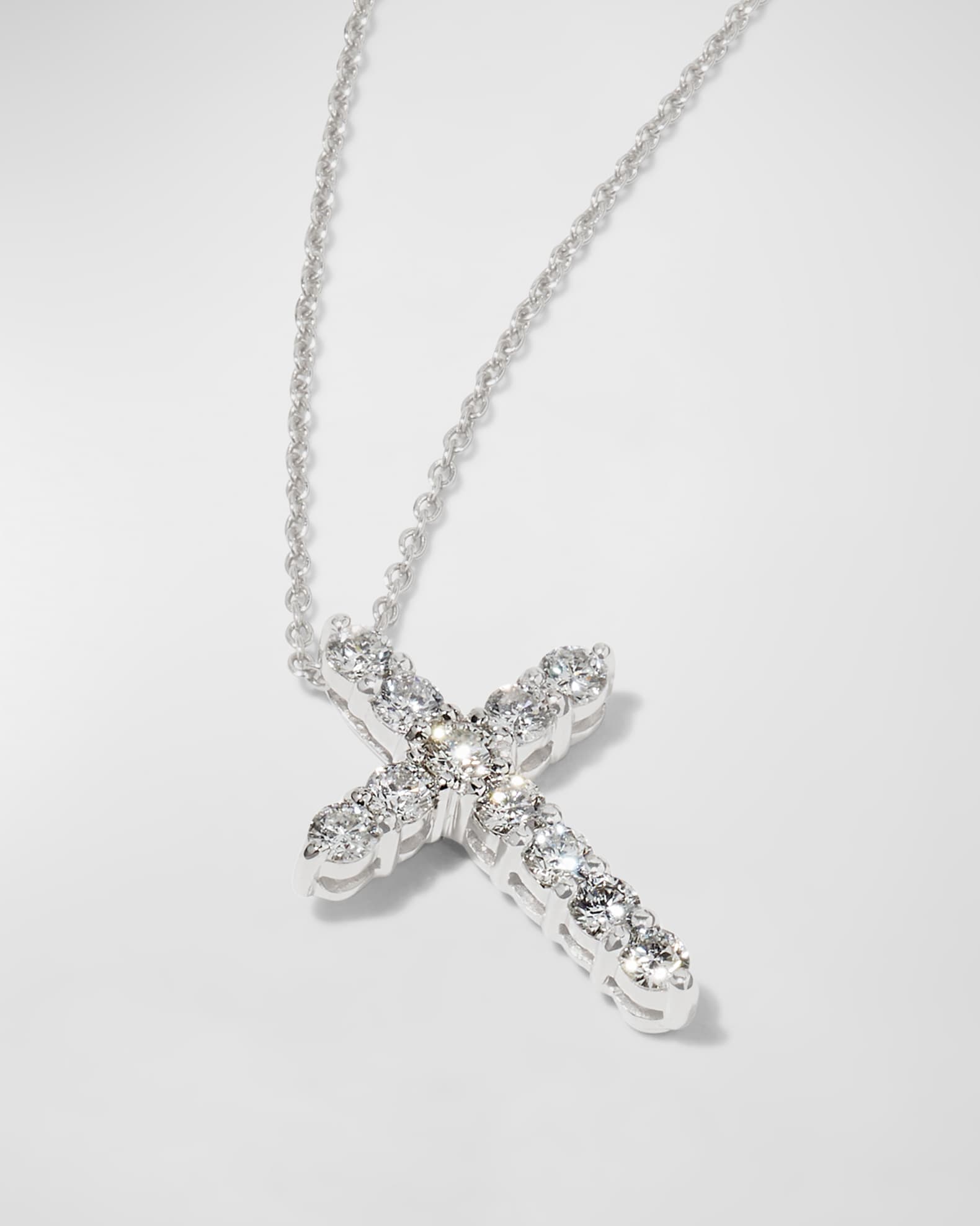 Roberto Coin 18K Diamond Cross Necklace, 17x13mm | Neiman Marcus
