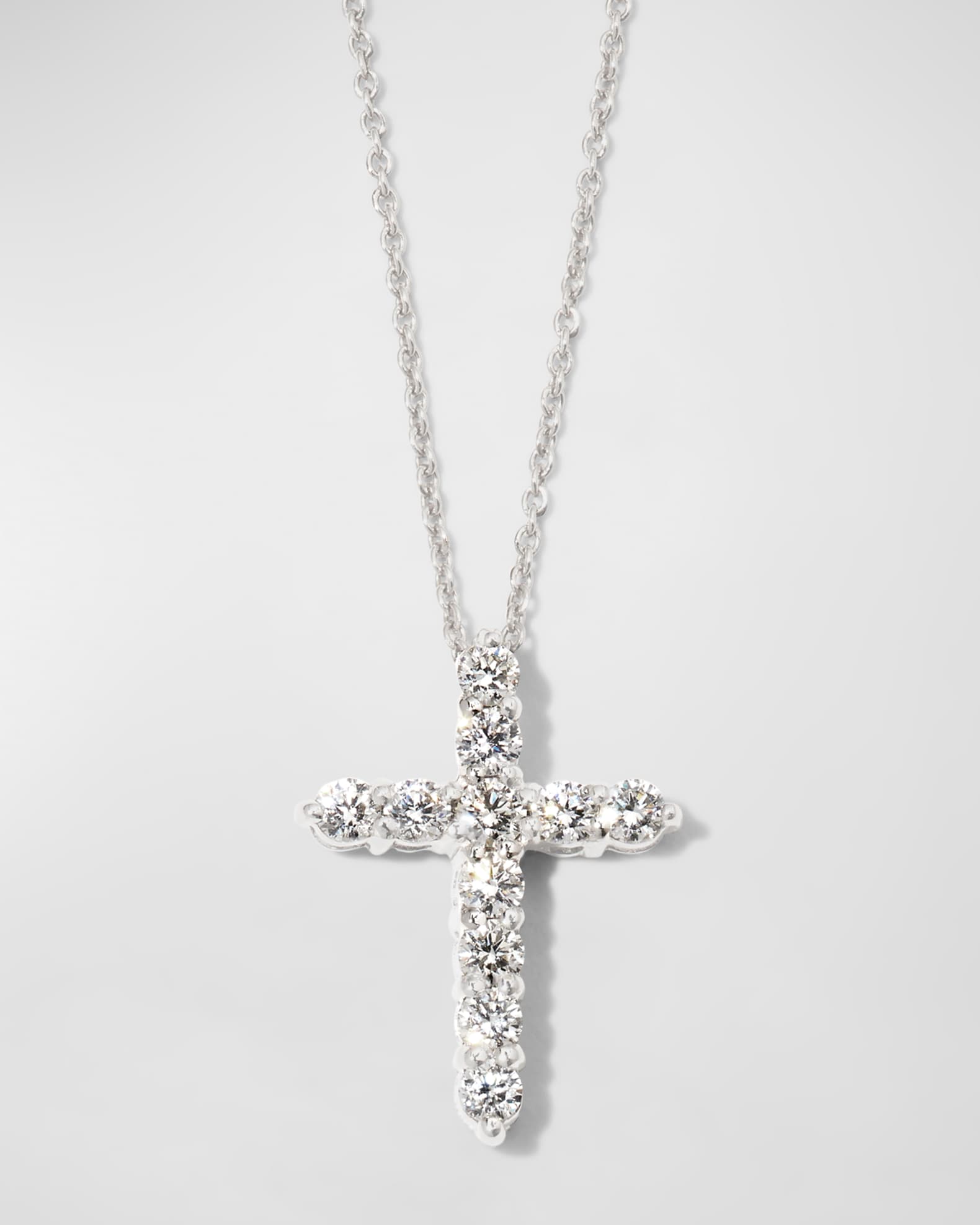 18K Diamond Cross Necklace, 17x13mm 0