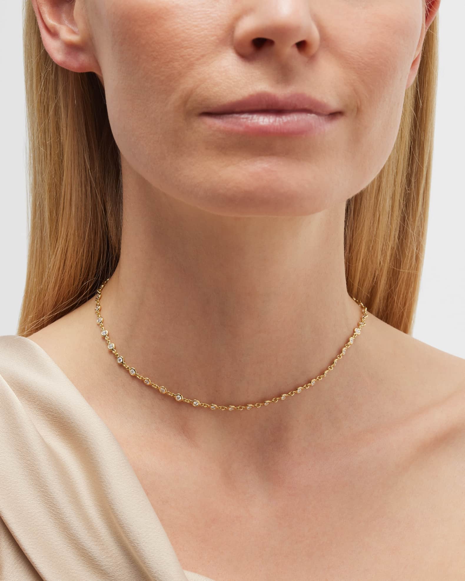 18K Yellow Gold Diamond Eyeglass Station Necklace, 16"L 1