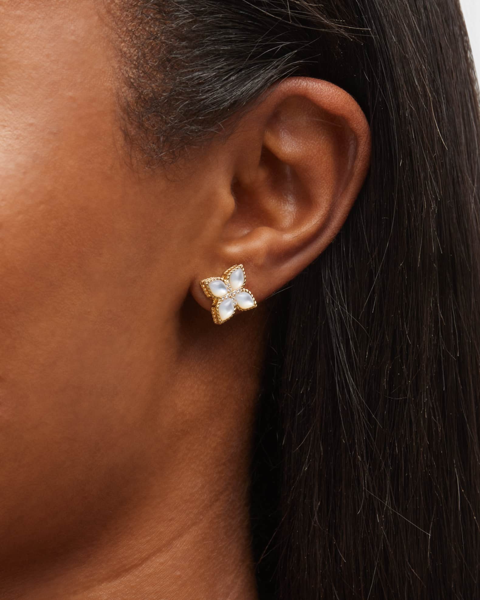 Venetian Princess 18K Mother of Pearl Earrings with Diamonds 1