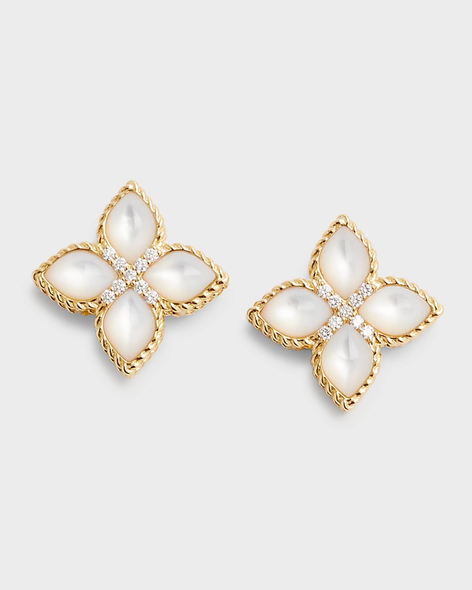 Venetian Princess 18K Mother of Pearl Earrings with Diamonds 0