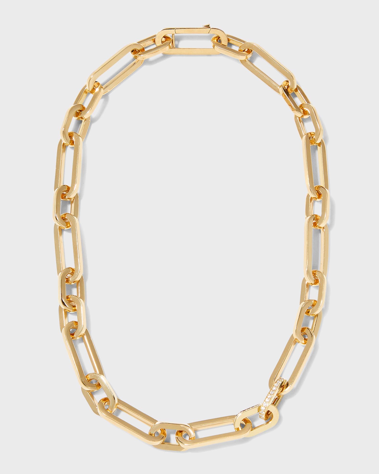 18K Yellow Gold Diamond Heavy Gauge Paperclip Necklace 0