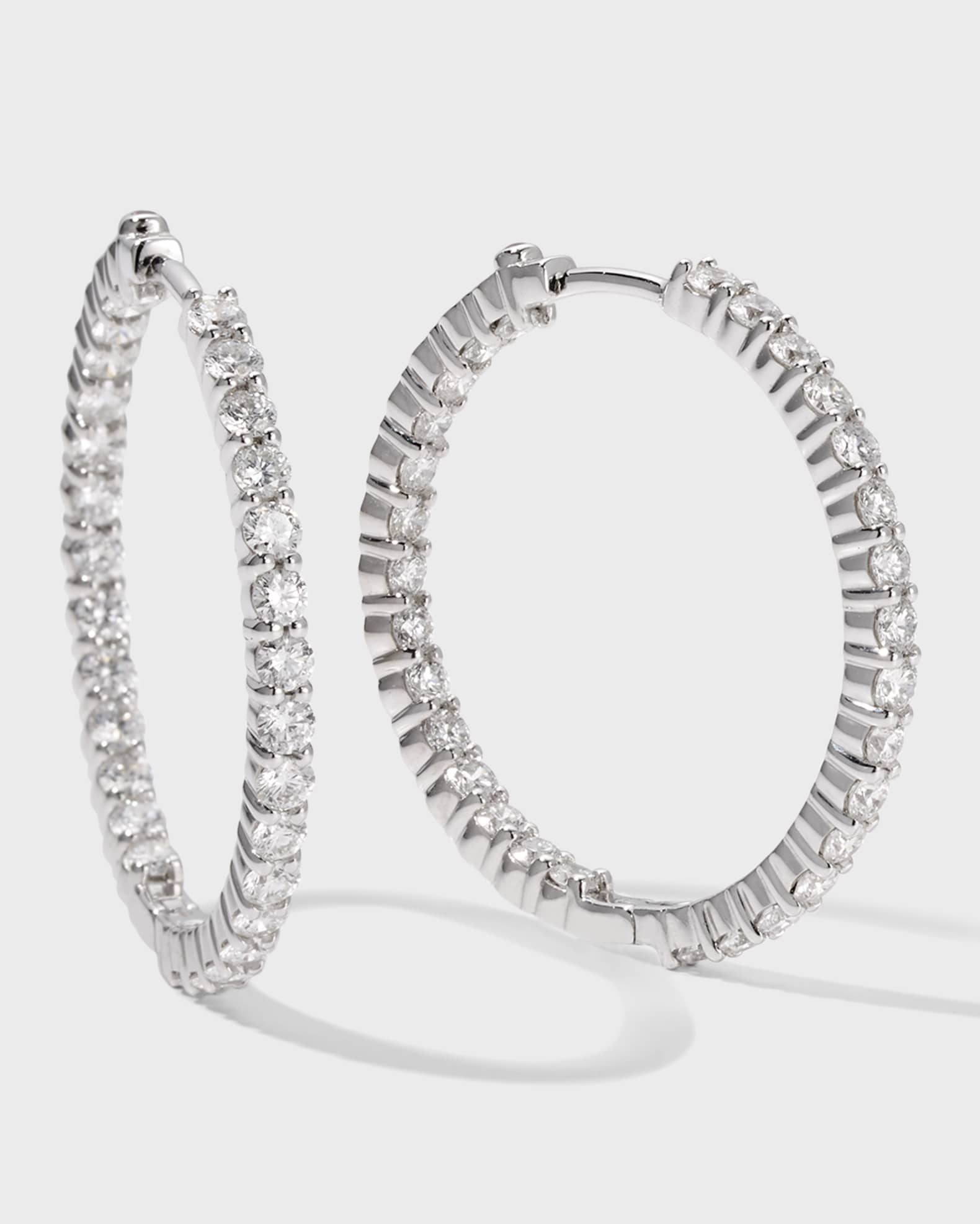 18K Gold Diamond Hoop Earrings, 30mm, 2.84tcw 0