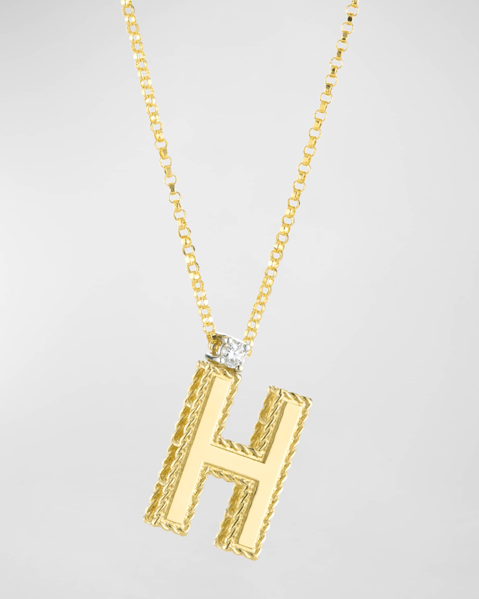 Princess 18K Yellow Gold Diamond Initial Necklace Neiman Marcus