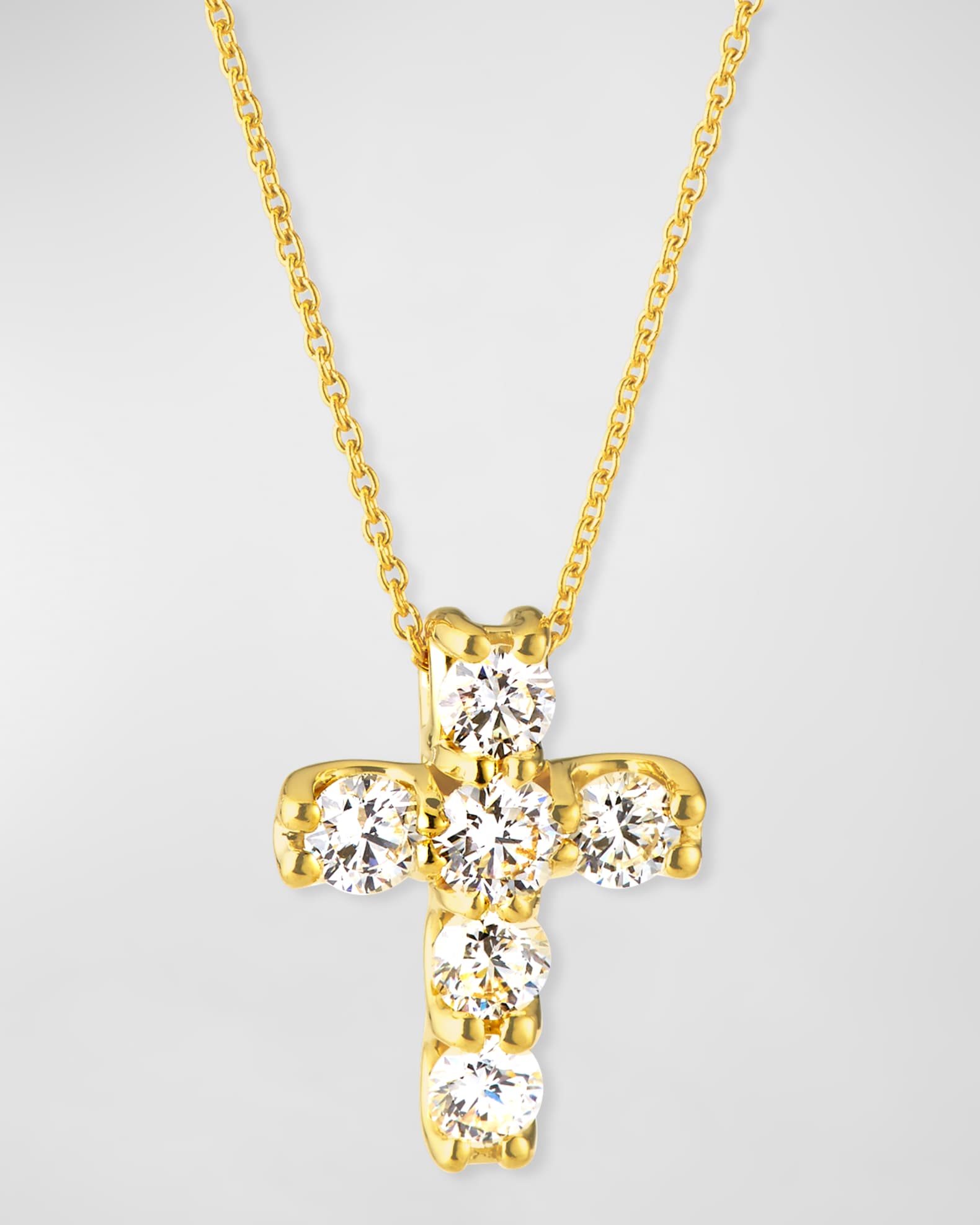 Roberto Coin 18k Diamond Square-Set Cross Pendant Necklace