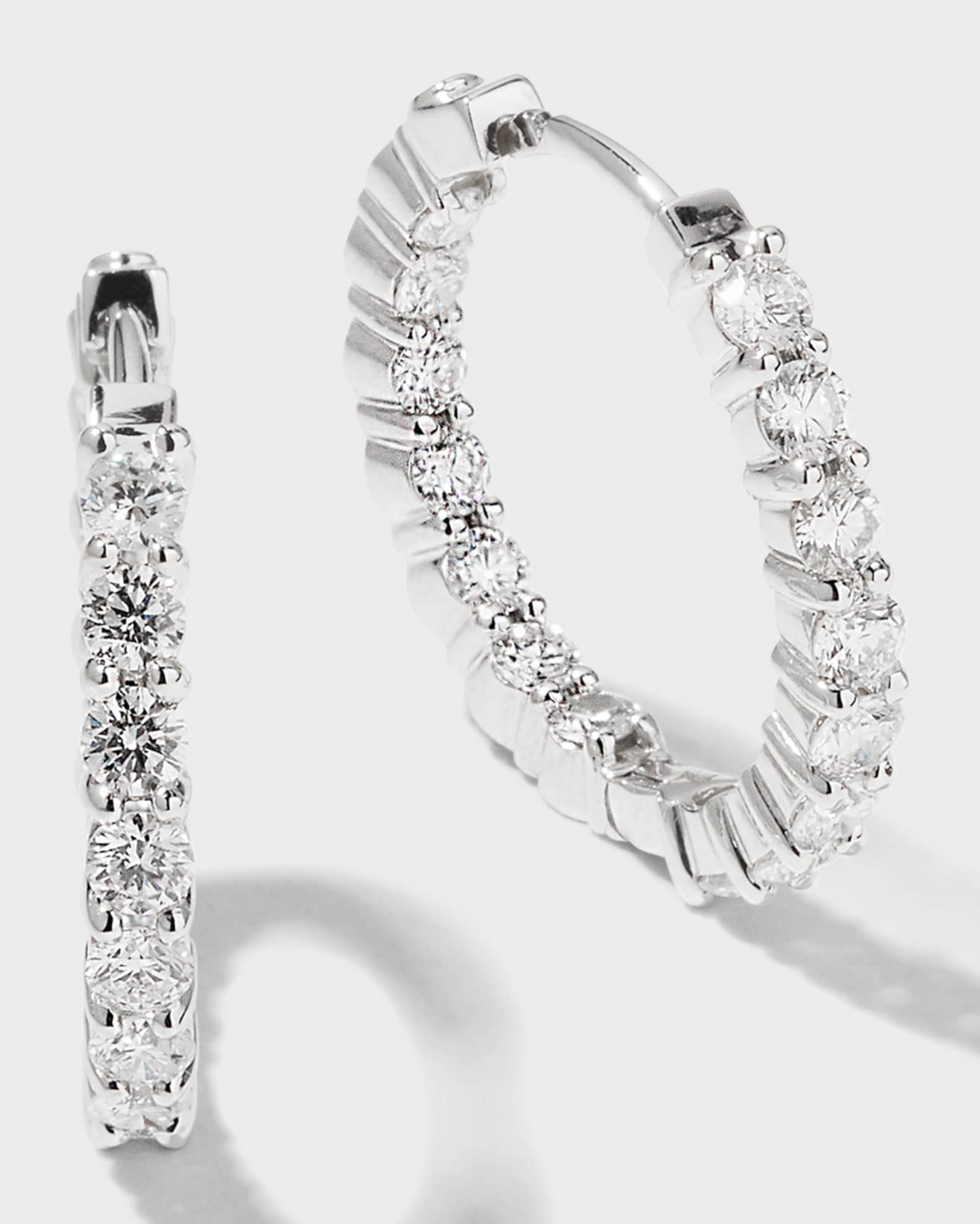 Roberto Coin 23mm White Gold Diamond Hoop Earrings, 2.35ct