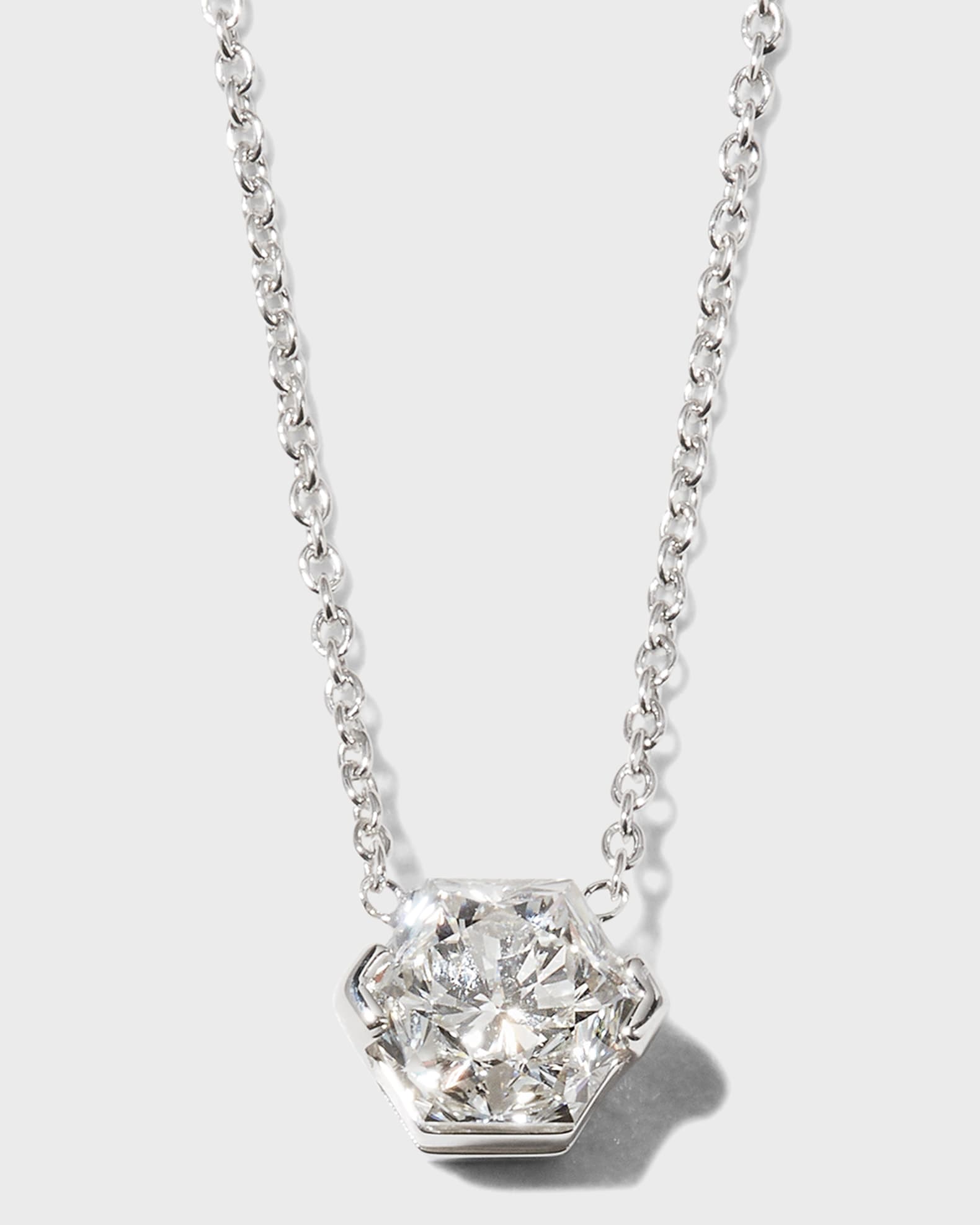 Roberto Coin 18K White Gold Hexagonal Diamond Necklace, 0.85tcw