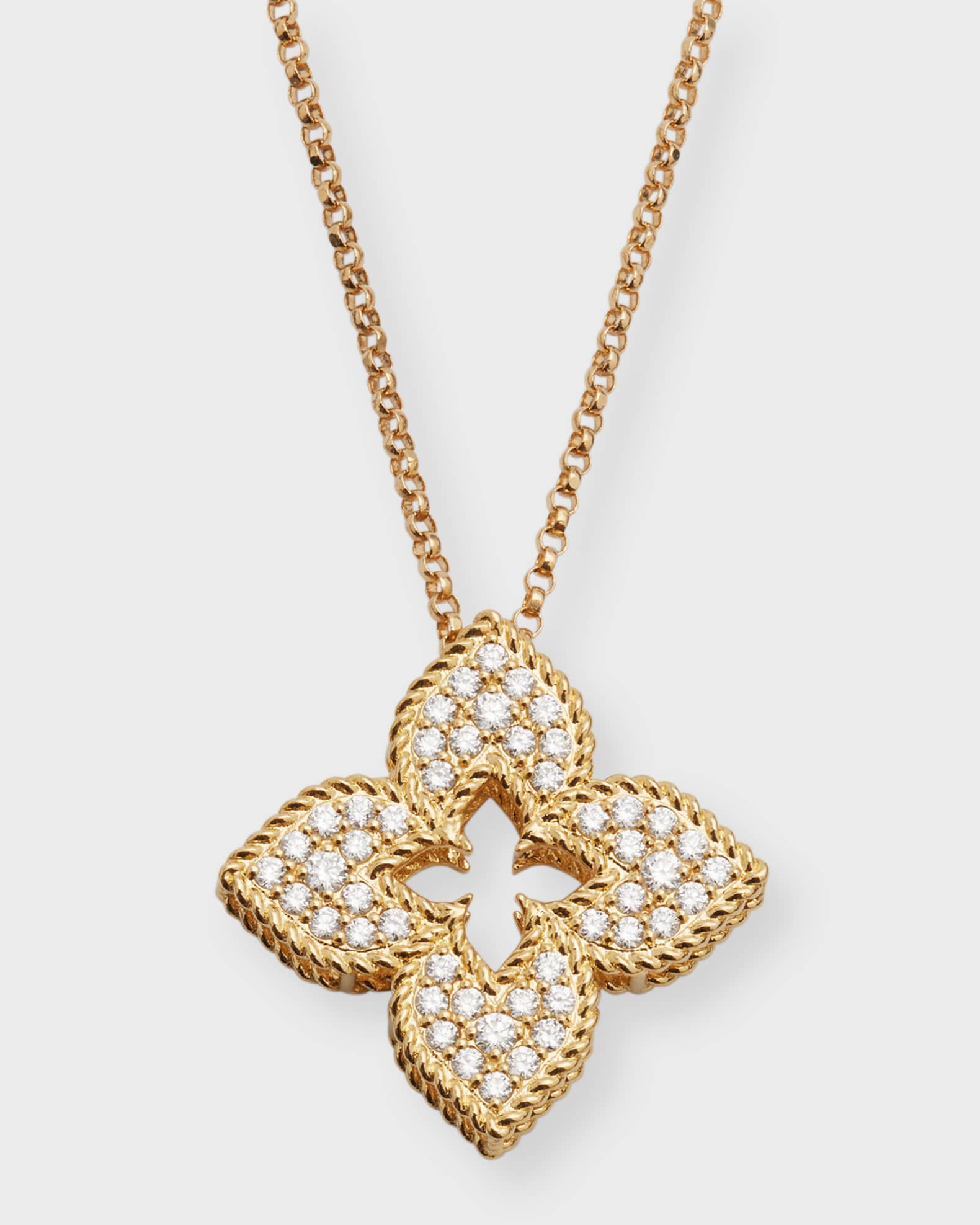 18K Petite Venetian Princess Allover Diamond Flower Necklace 0
