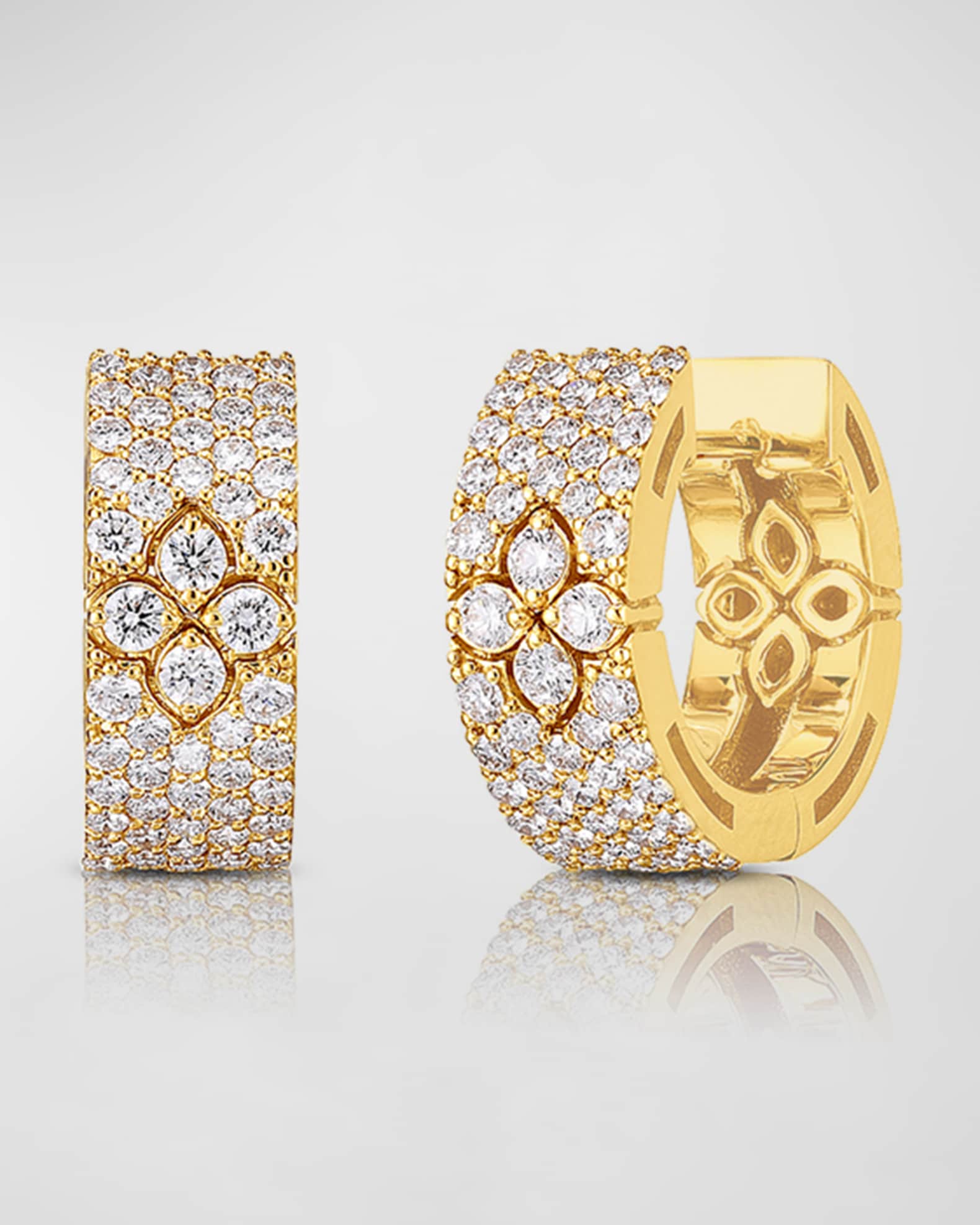 Roberto Coin Love in Verona 18k Yellow Gold Diamond Huggie Earrings Neiman Marcus