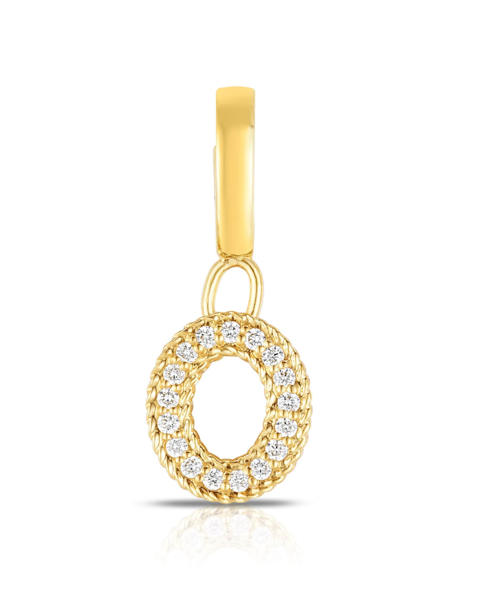 Princess 18K Yellow Gold Diamond Pave Initial Charm, O 0