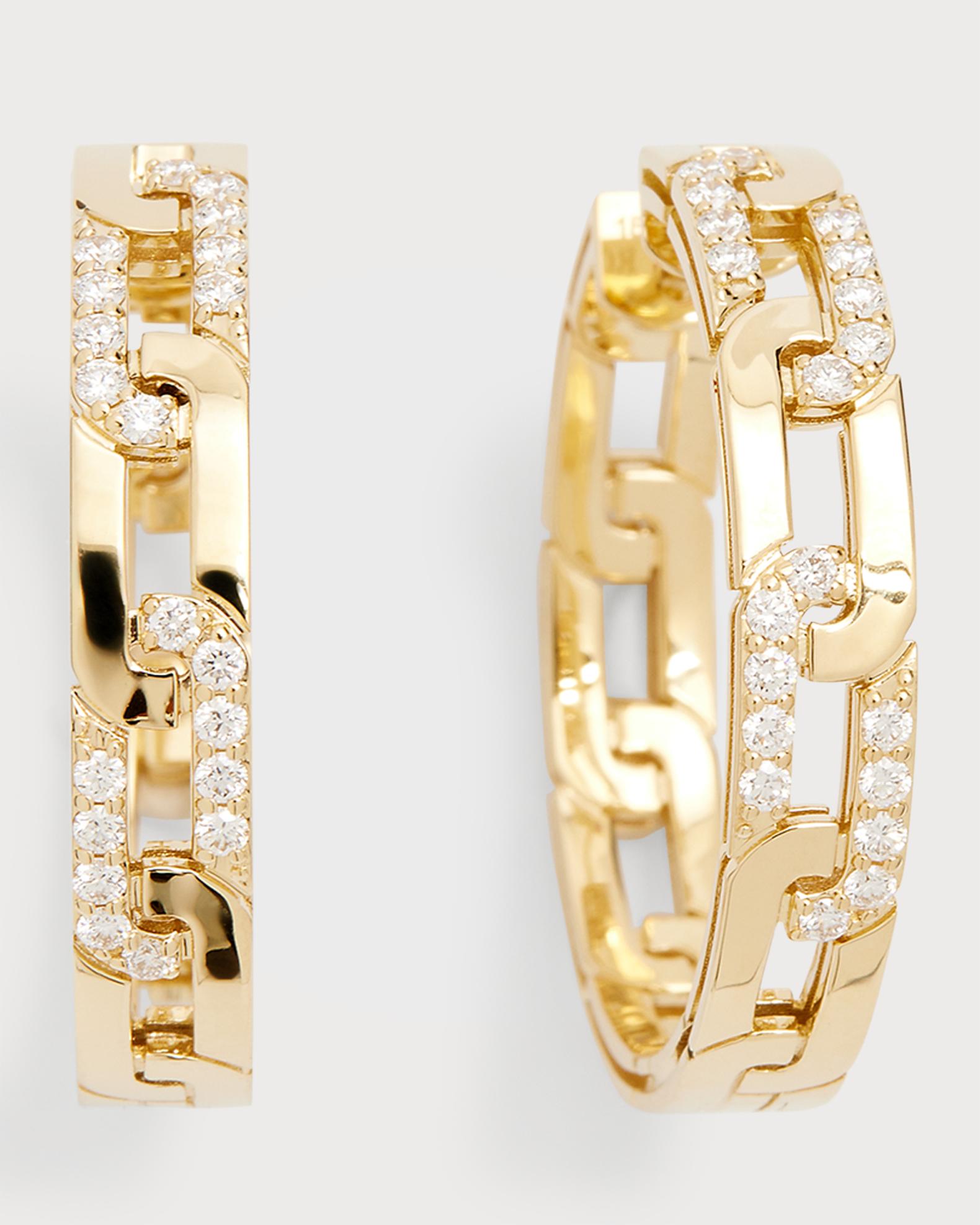 thumbnail interactive-video image 1 of 9K Yellow Gold Filled Chunky 25mm Round Hoop Earrings – Stardust Diamond Cut Band 1 of 4