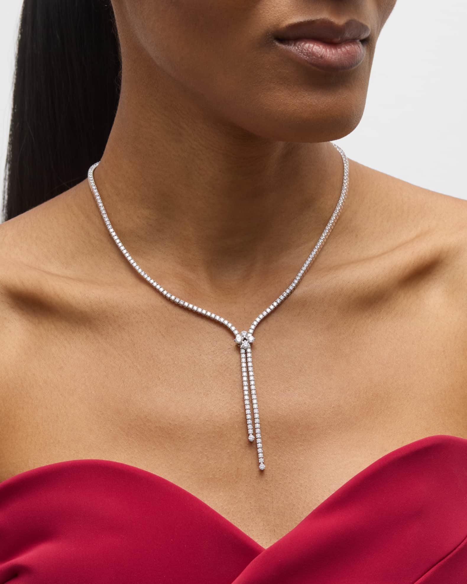 18K White Gold Love In Verona Diamond Lariat Necklace 1
