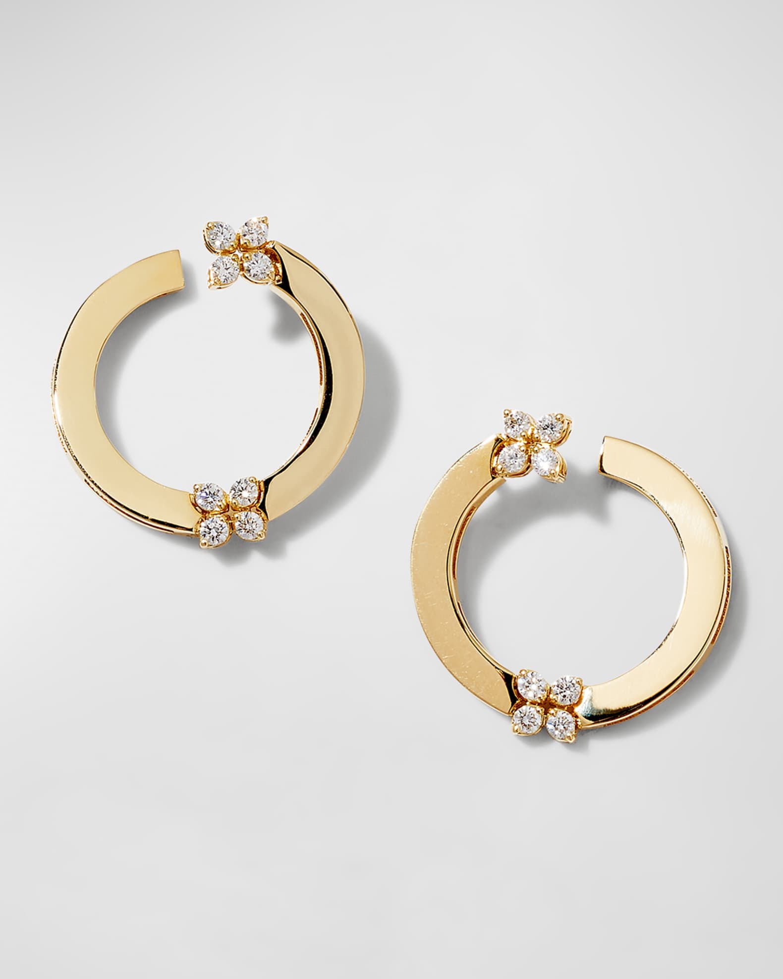 Love in Verona 18K Yellow Gold Diamond Hoop Stud Earrings, 0.87"L, 0.34tcw 0