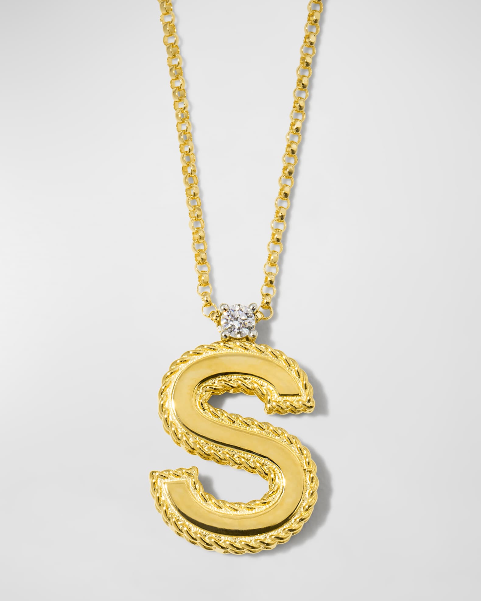 Roberto Coin Princess 18K Yellow Gold Diamond Initial Necklace, S