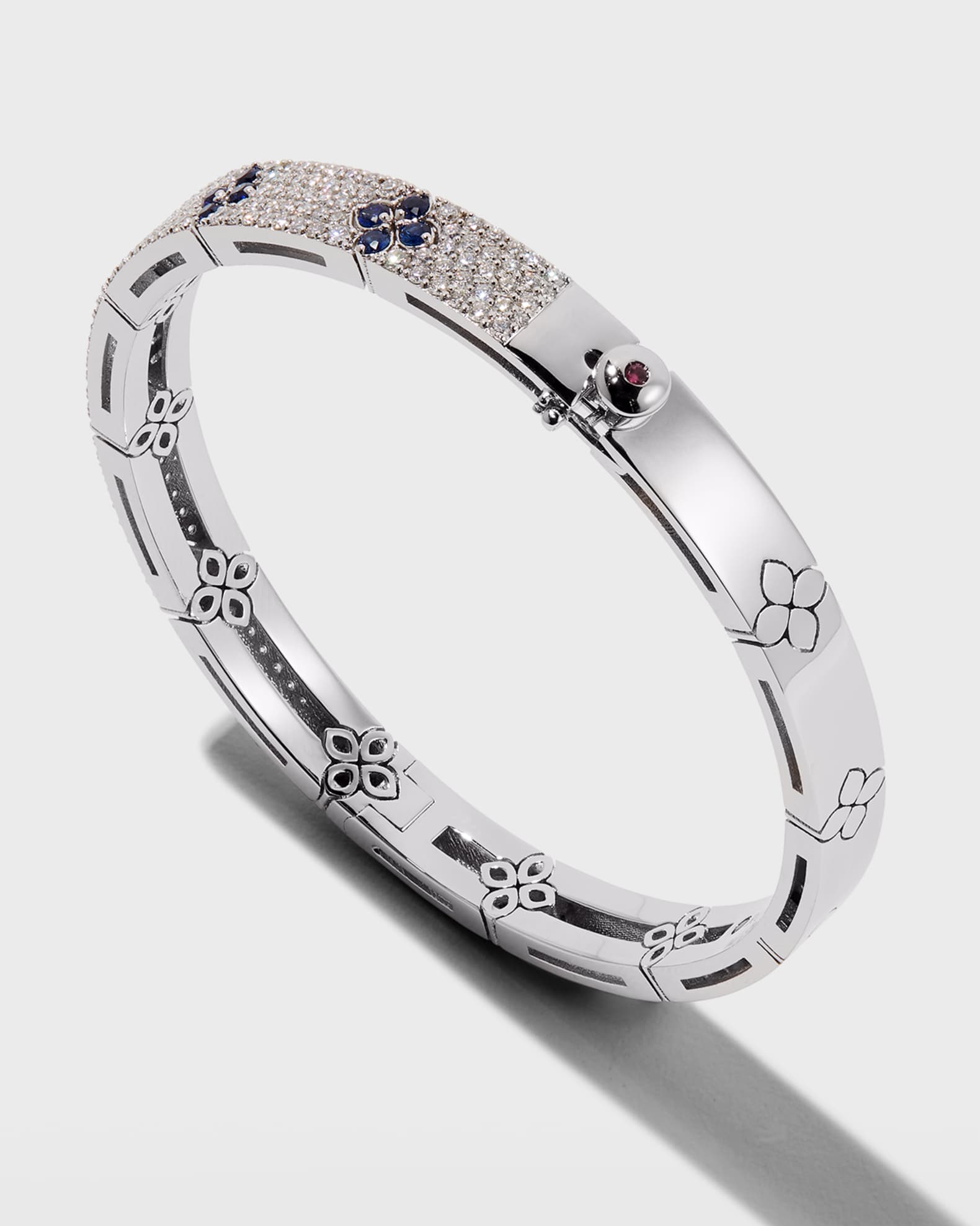Roberto Coin 18K White Gold Diamond and Blue Sapphire Bangle Neiman