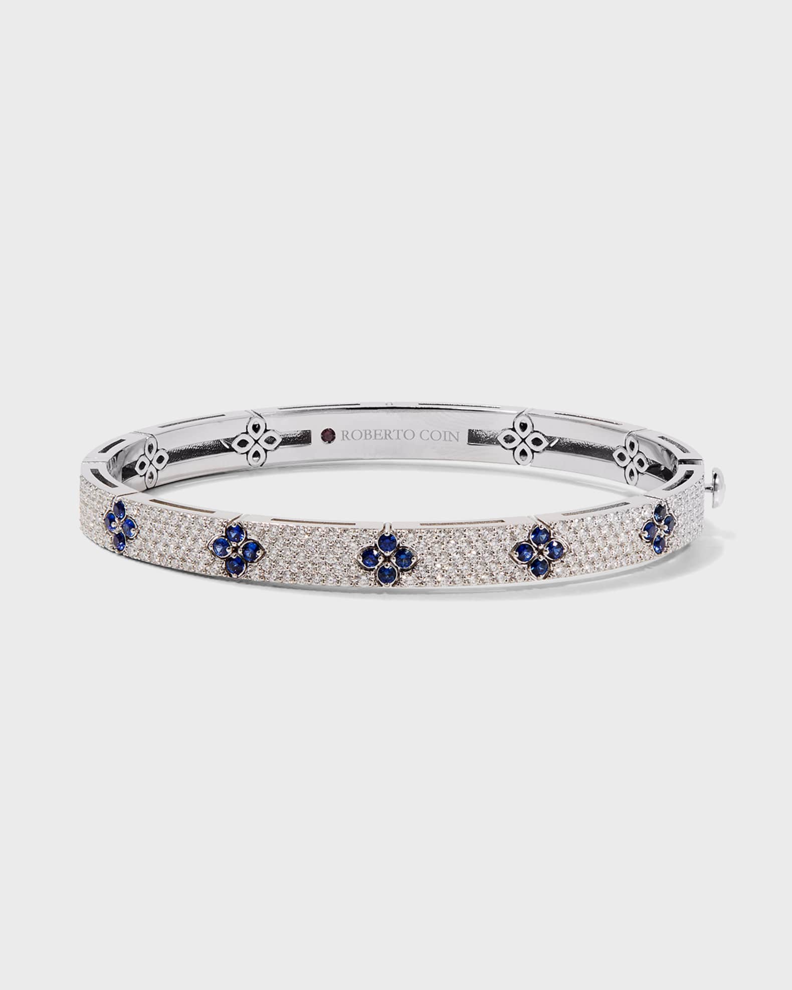 Roberto Coin 18K White Gold Diamond and Blue Sapphire Bangle Neiman
