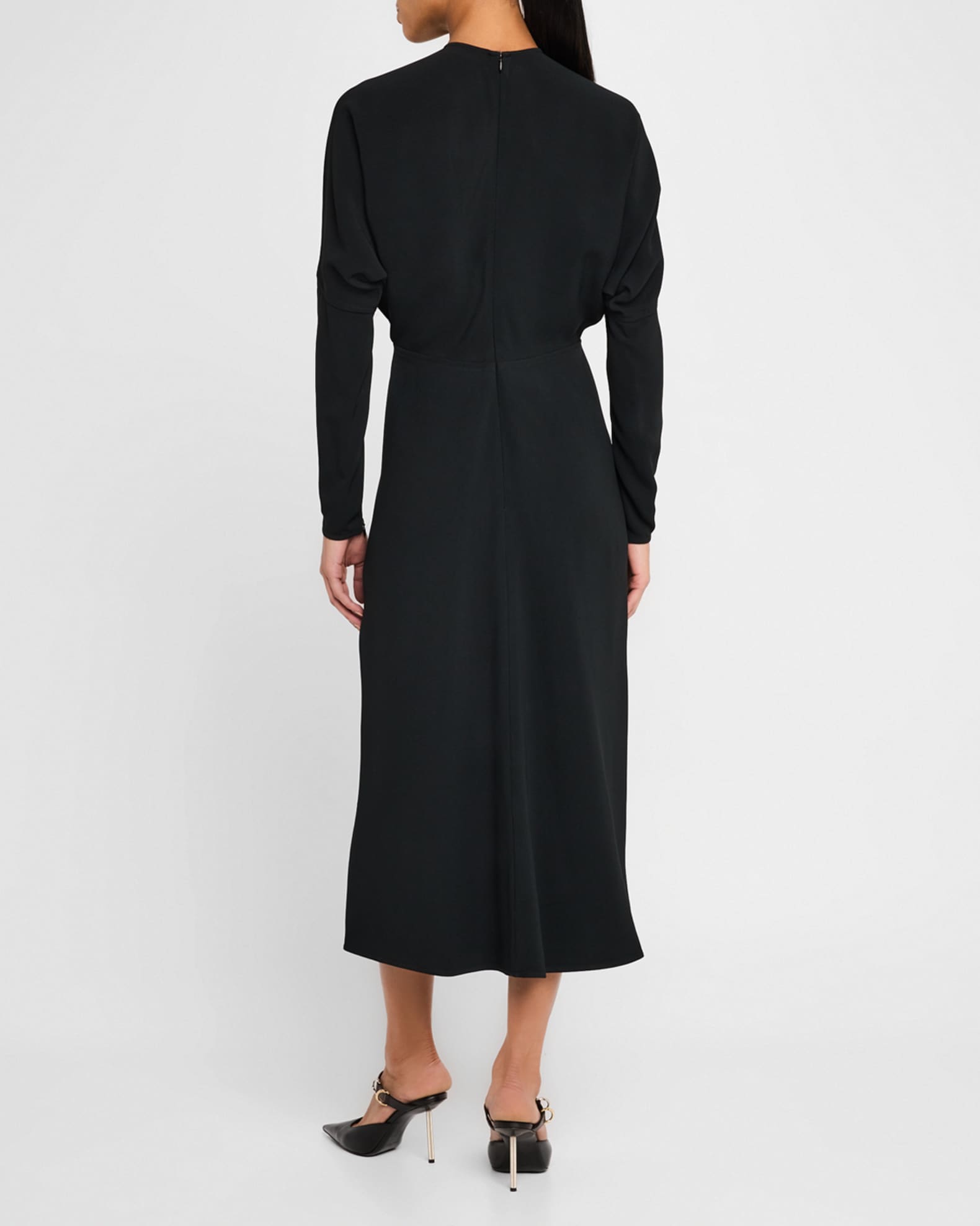 Long Sleeve Dolman Midi Dress in Dark Pine