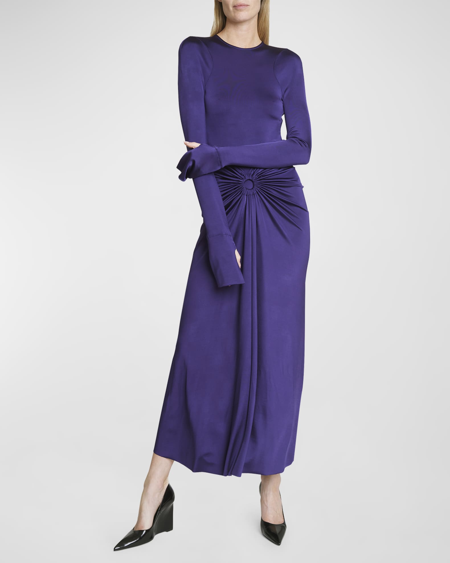 Victoria Beckham Gathered Circle Midi Dress Neiman Marcus