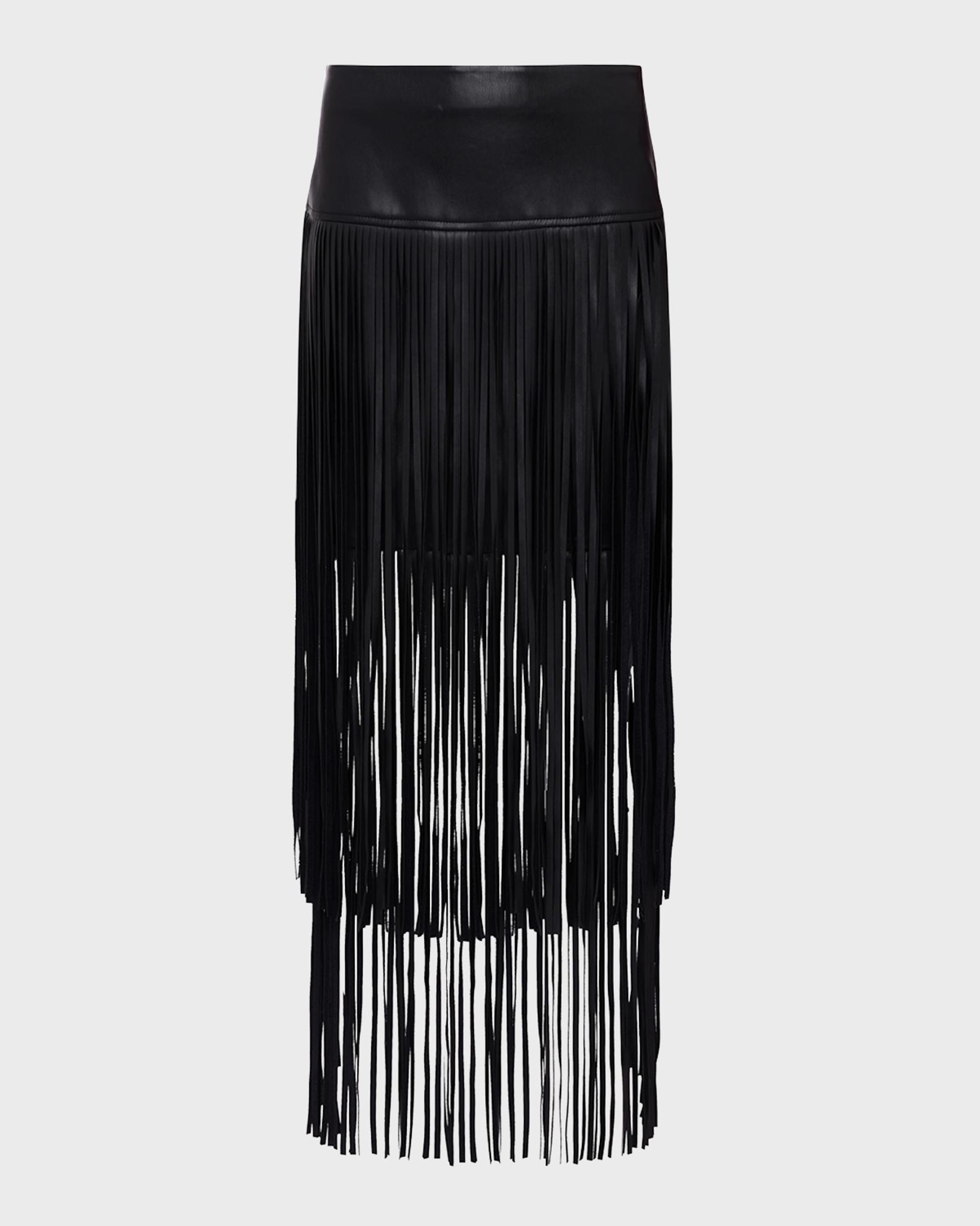 L'Agence Karolina Faux Leather Fringe Skirt | Neiman Marcus