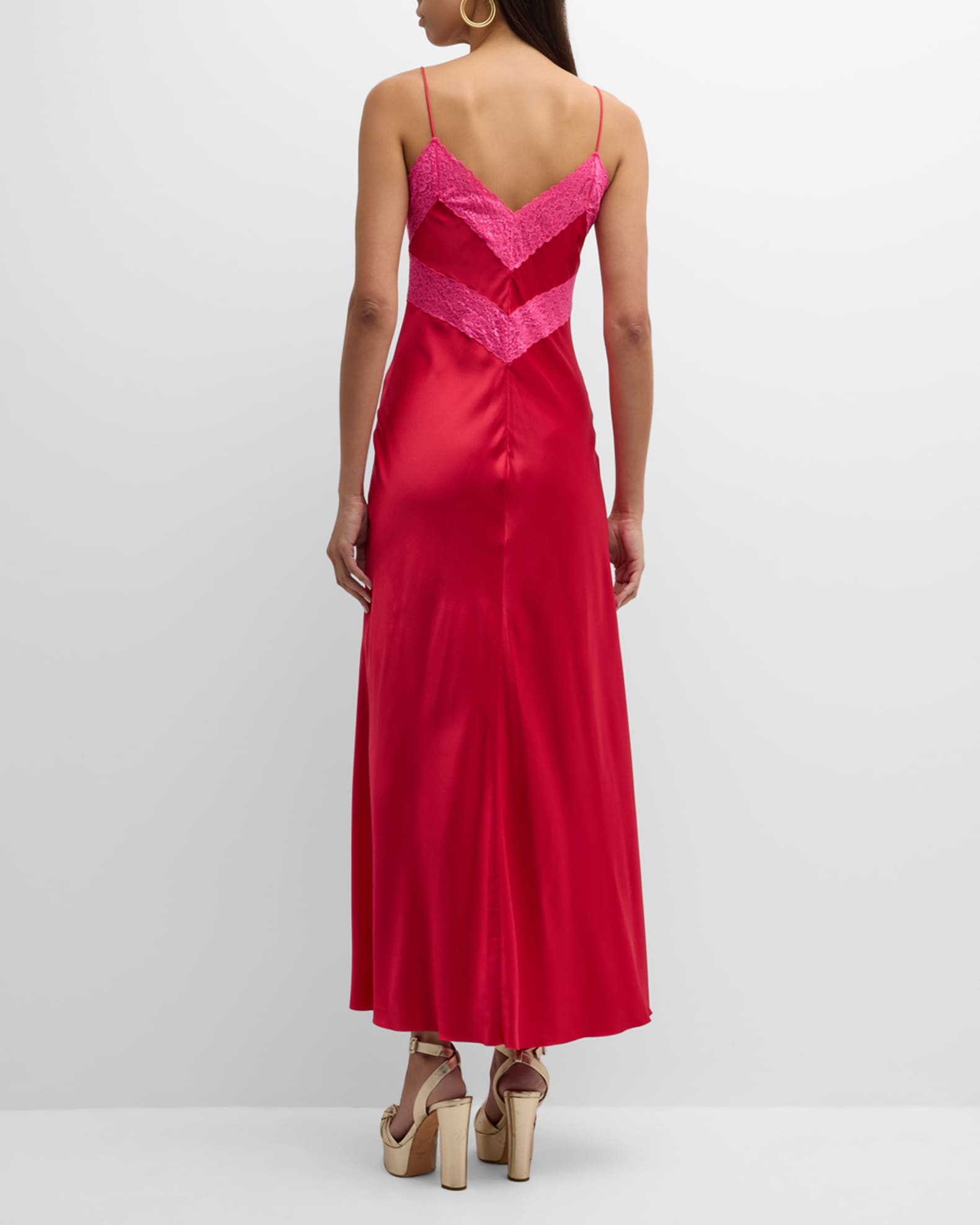 LoveShackFancy Serita Lace-Trim Silk Maxi Slip Dress | Neiman Marcus
