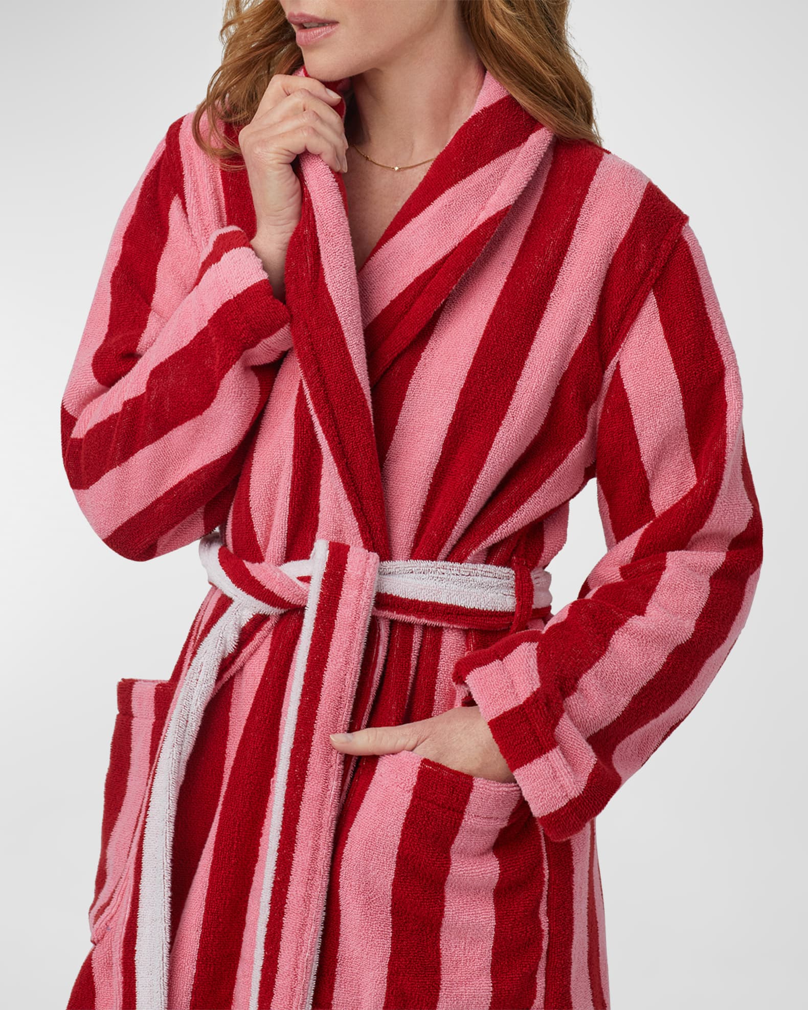 BedHead Pajamas Turkish Terry Striped Print Shawl Collar Unisex