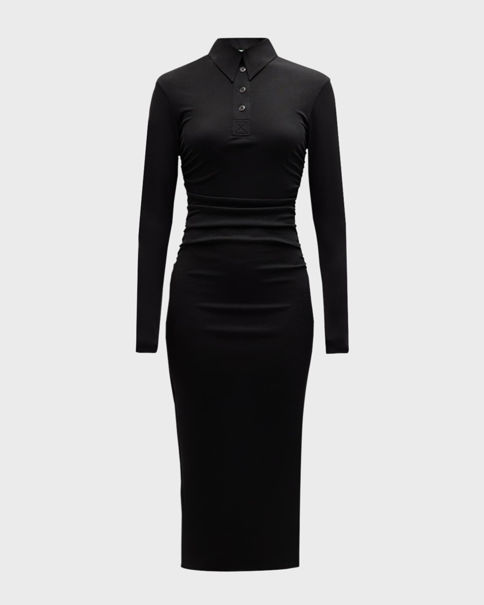 Verity Long-Sleeve Knit Polo Midi Dress 0