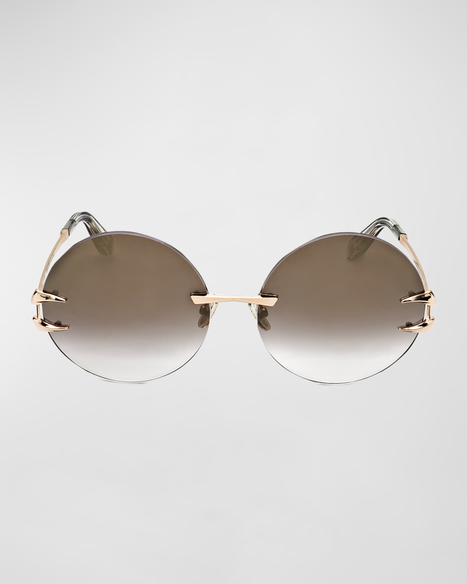 Roberto Cavalli Tiger Tooth Rimless Metal Round Sunglasses