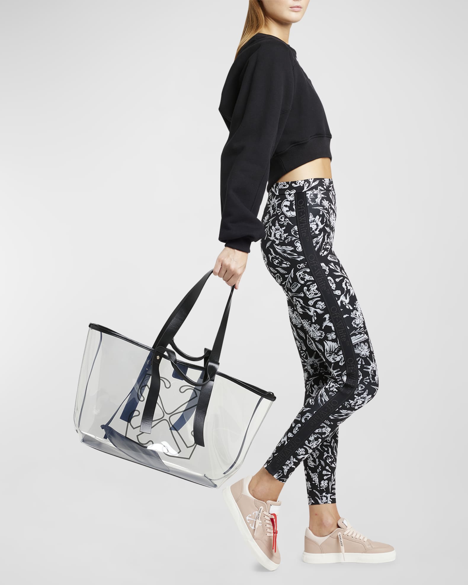 Off white clear tote bag store