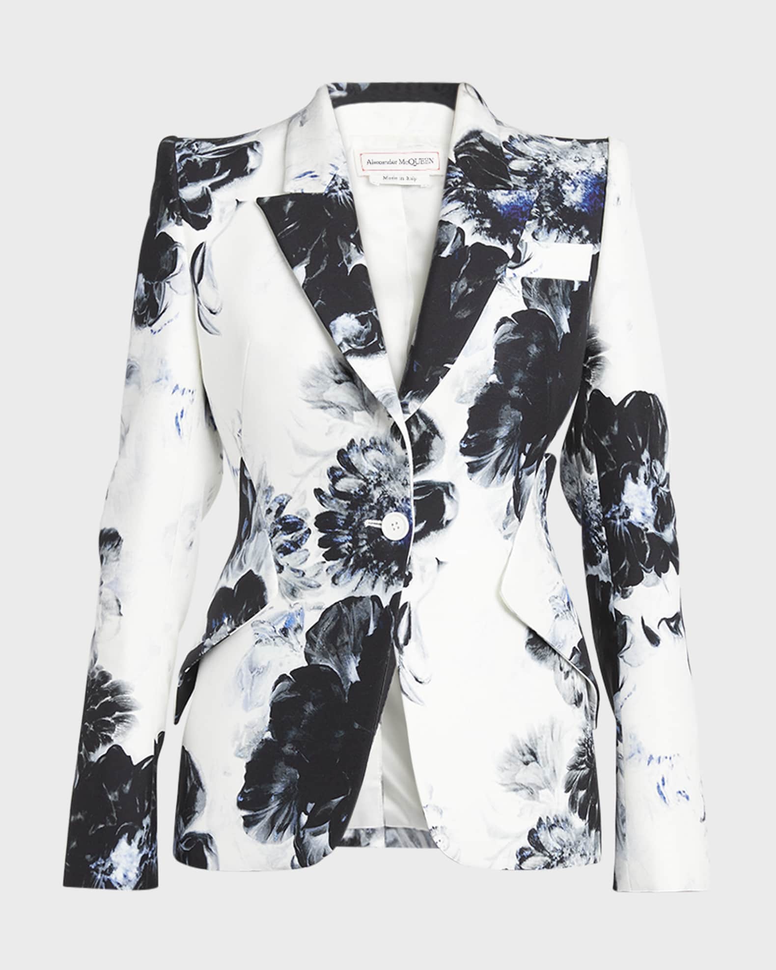 Alexander McQueen Peak Shoulder X-Ray Floral Print Blazer Jacket ...