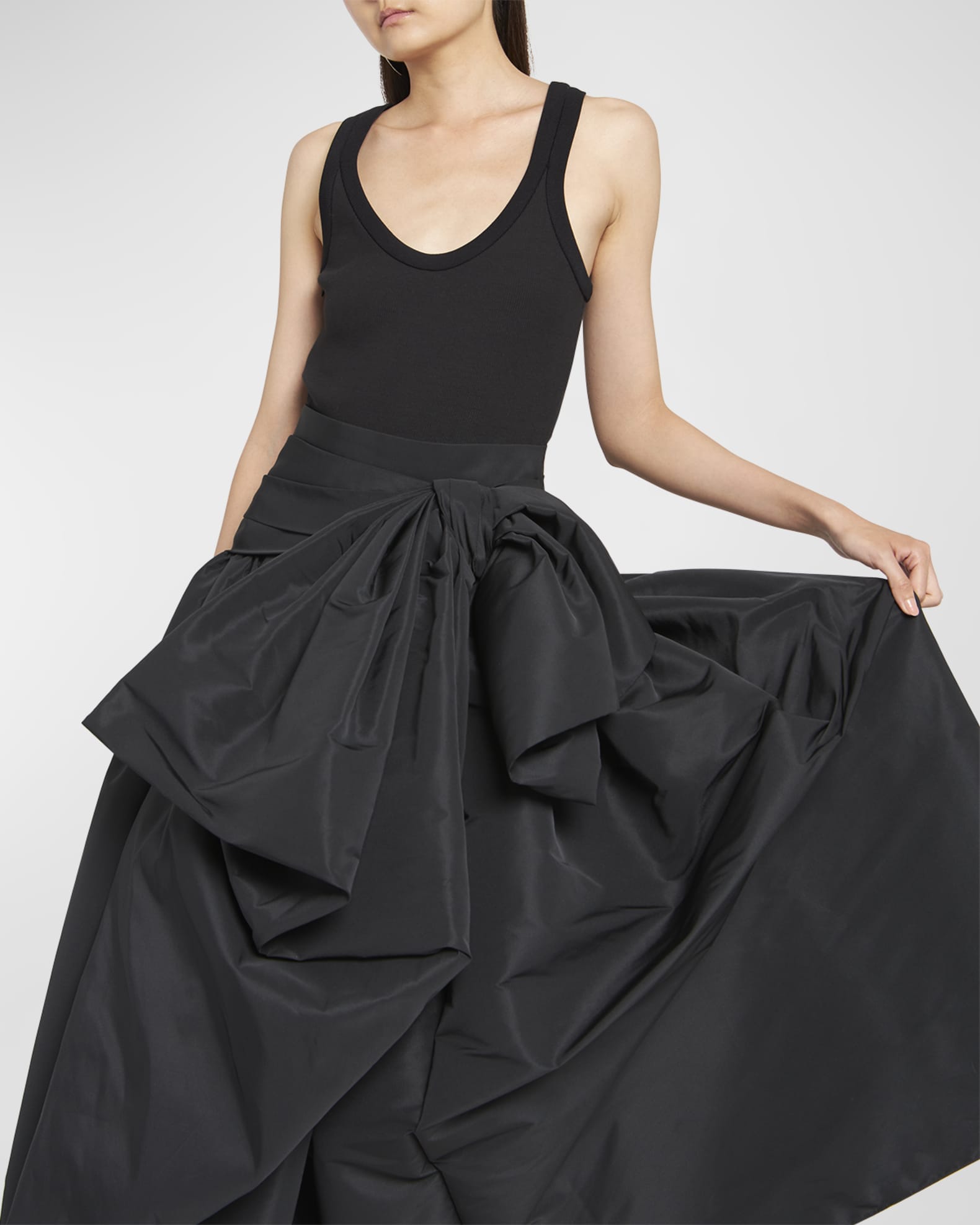 Alexander McQueen Ruched Full Skirt Gown with Bow Detail Neiman Marcus