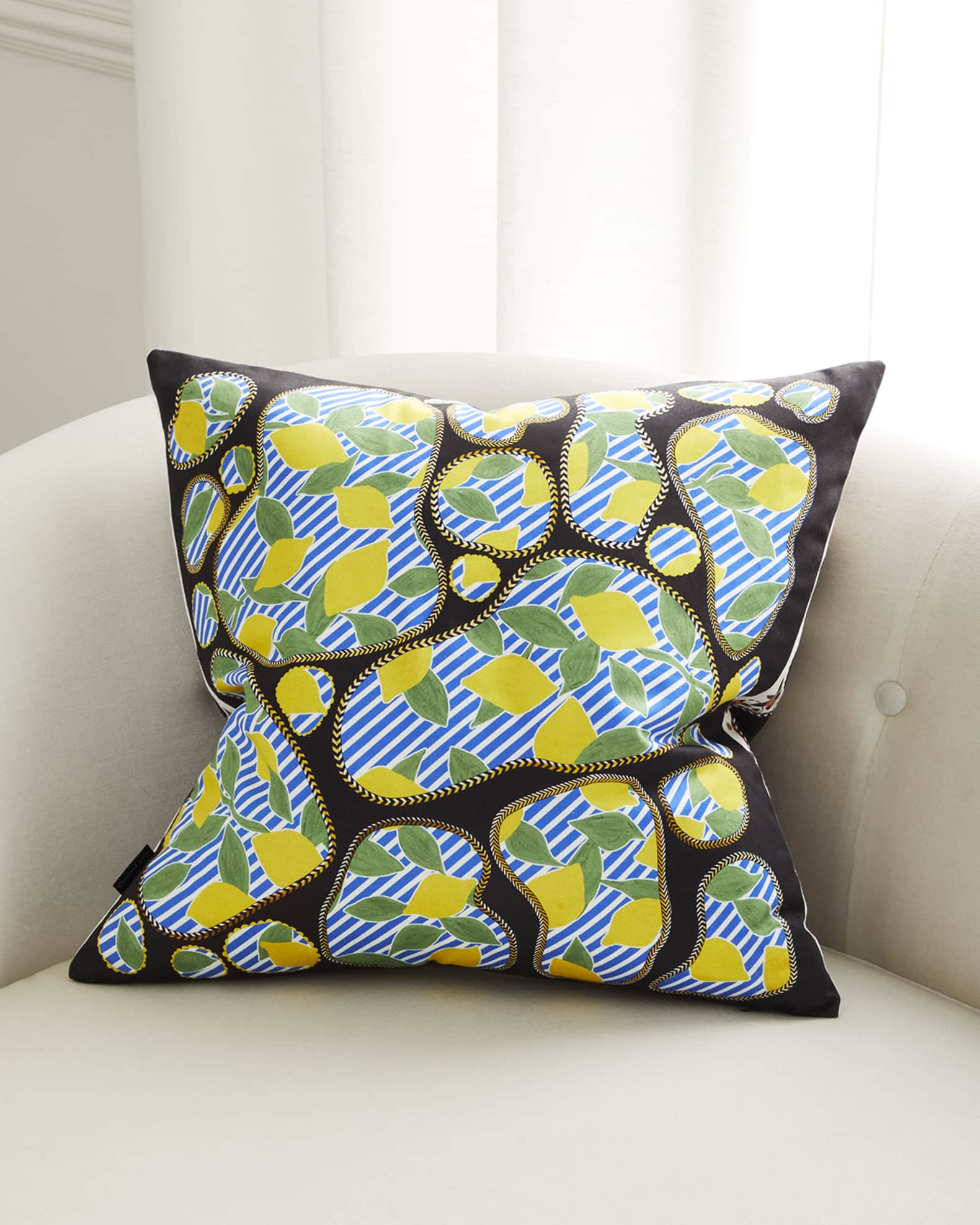 Lemon Pebbles Cushion, 20" Square  0
