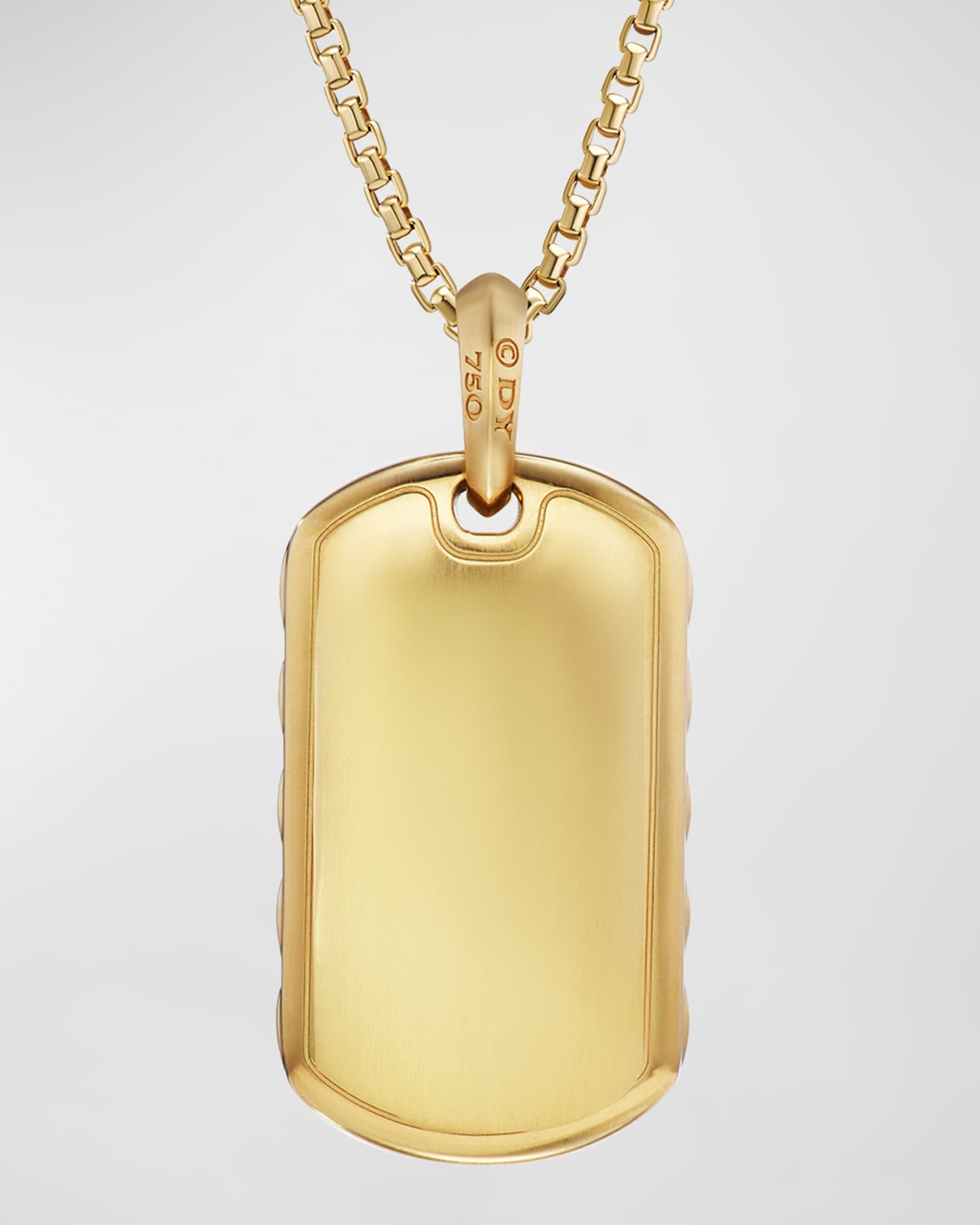 Men's Sculpted Cable Tag in 18K Gold with Diamonds, 35mm 1