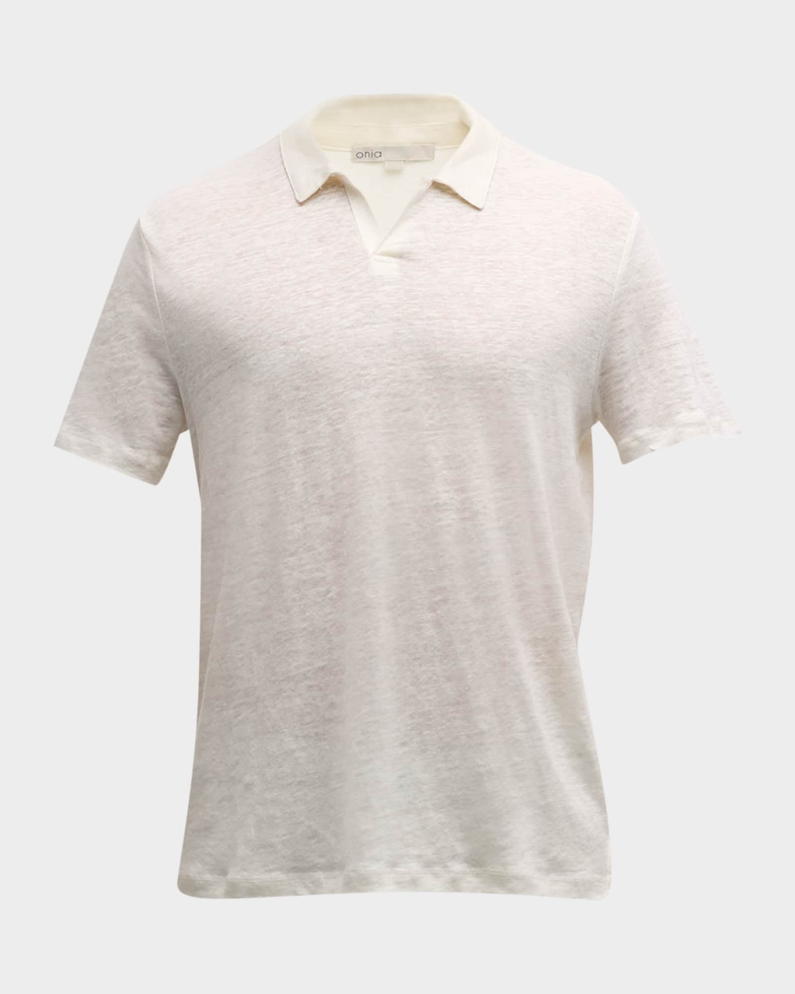 Men's Shaun Linen Johnny Collar Polo Shirt 0