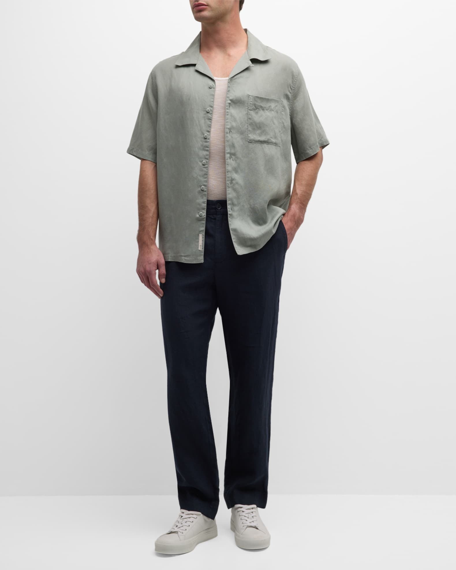 Men's Air Linen Convertible Collar Short-Sleeve Shirt 1
