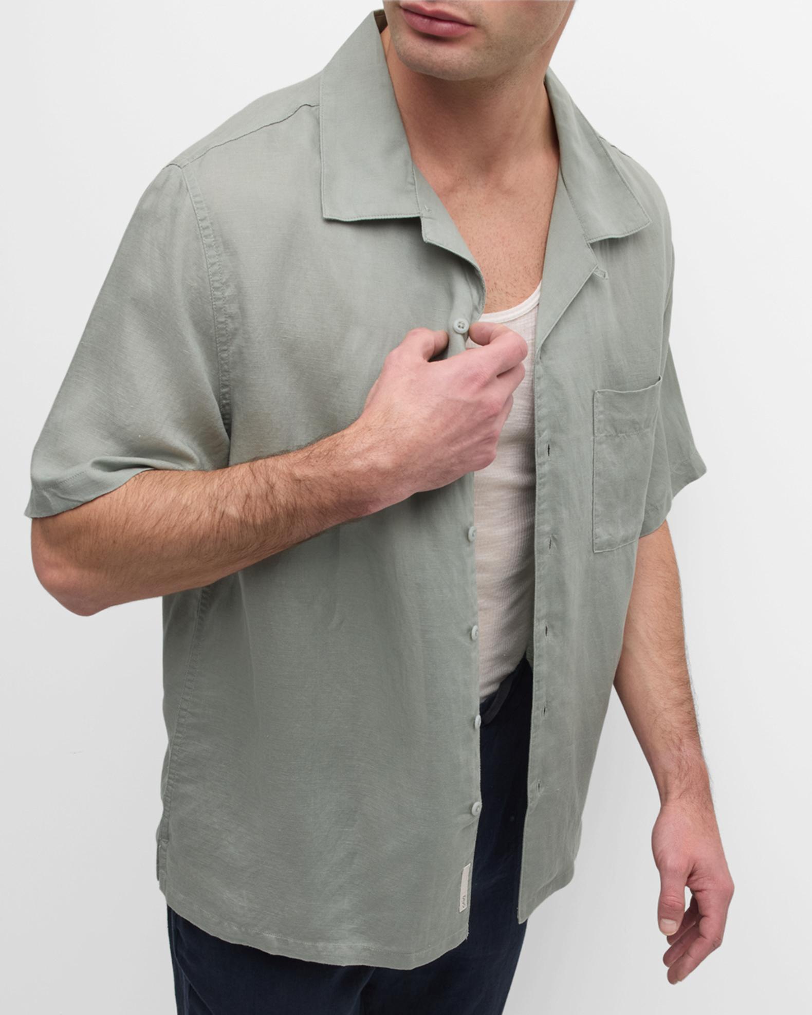 Onia Men's Air Linen Convertible Collar Short-Sleeve Shirt | Neiman Marcus
