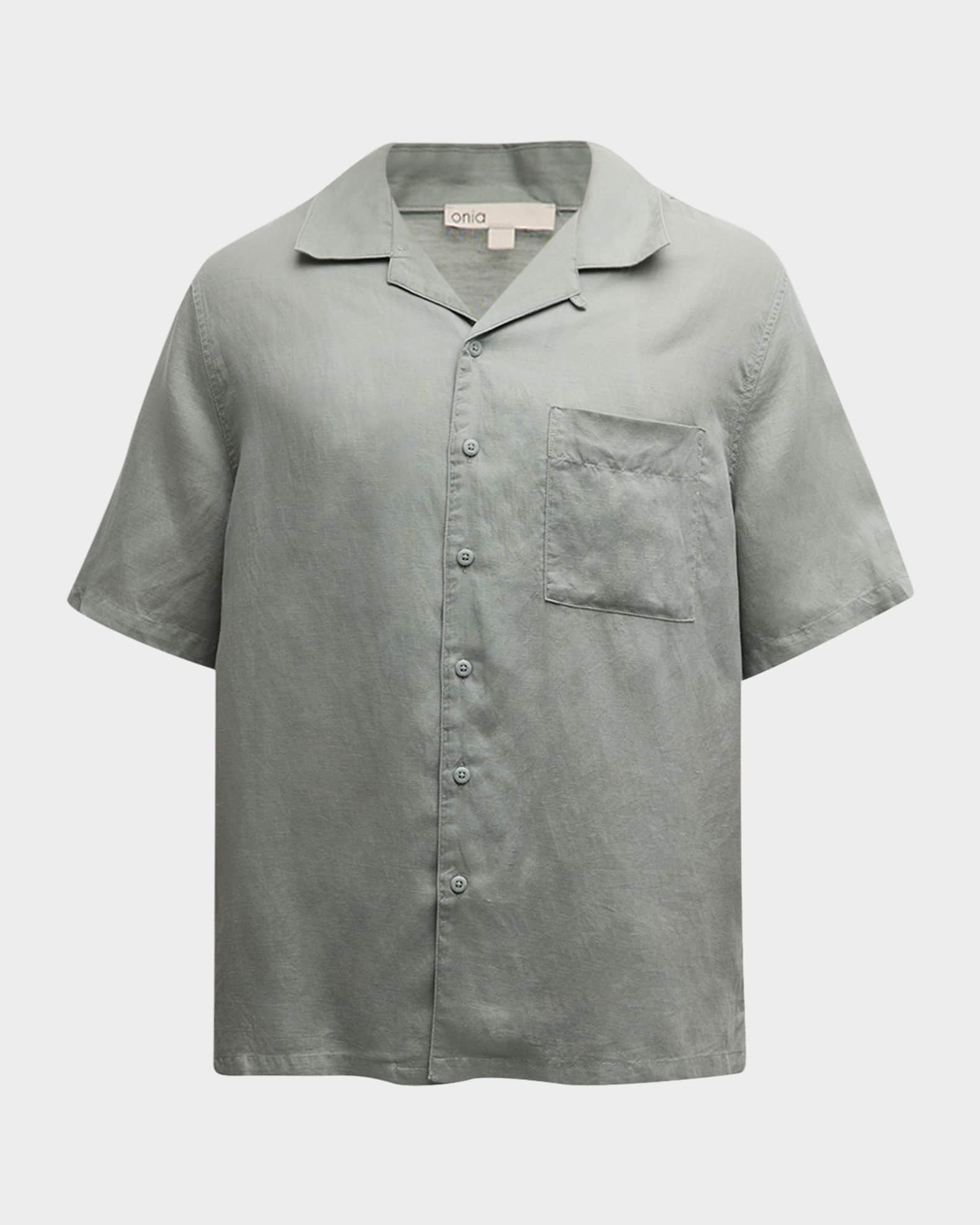 Men's Air Linen Convertible Collar Short-Sleeve Shirt 0