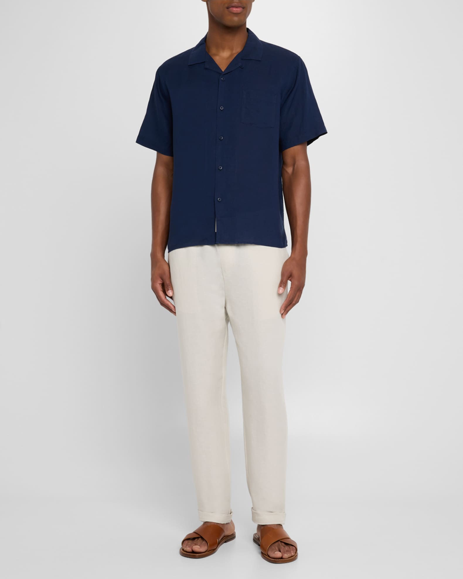 Men's Air Linen Convertible Collar Short-Sleeve Shirt 1