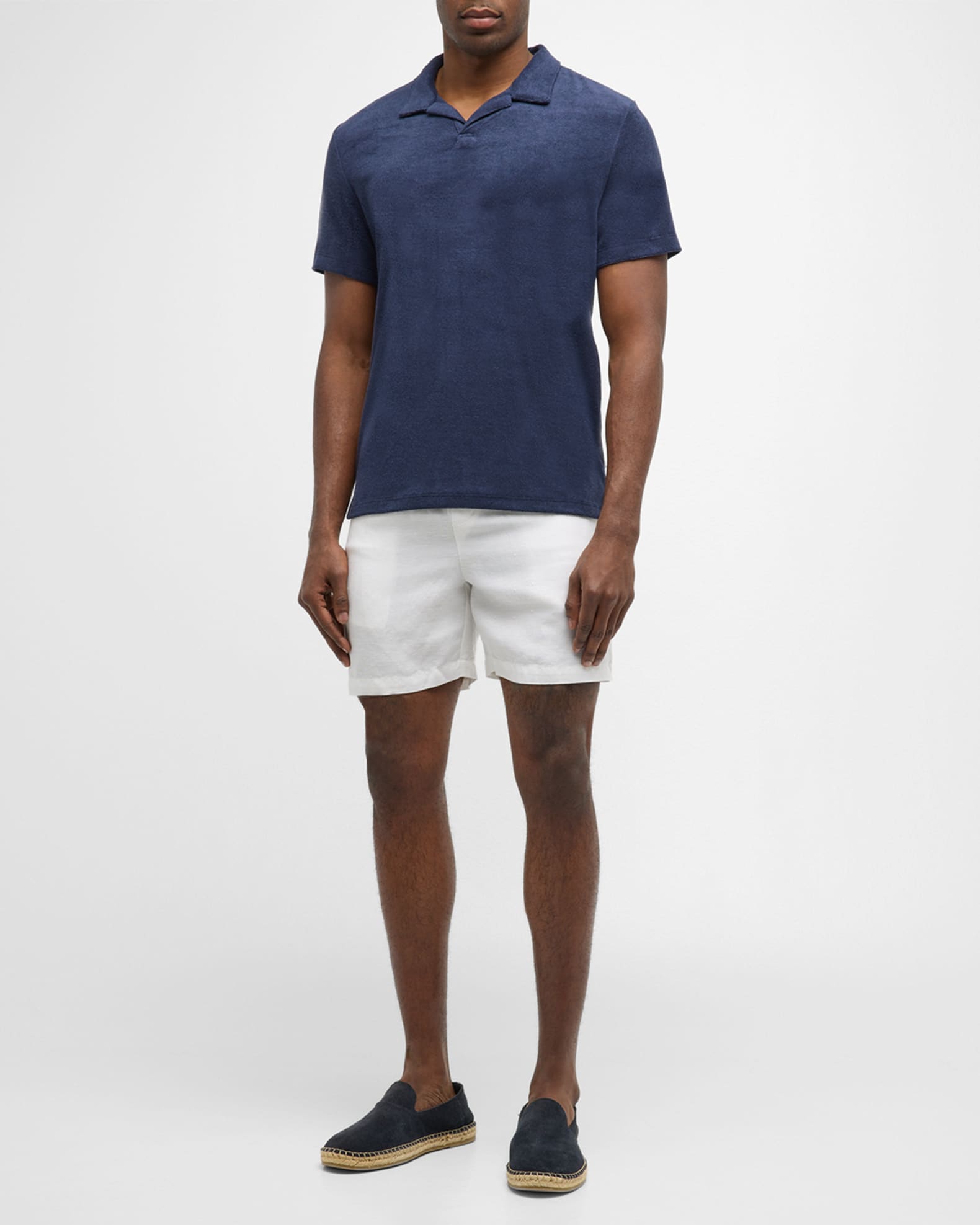 Onia Men s Towel Terry Johnny Collar Polo Shirt Neiman Marcus