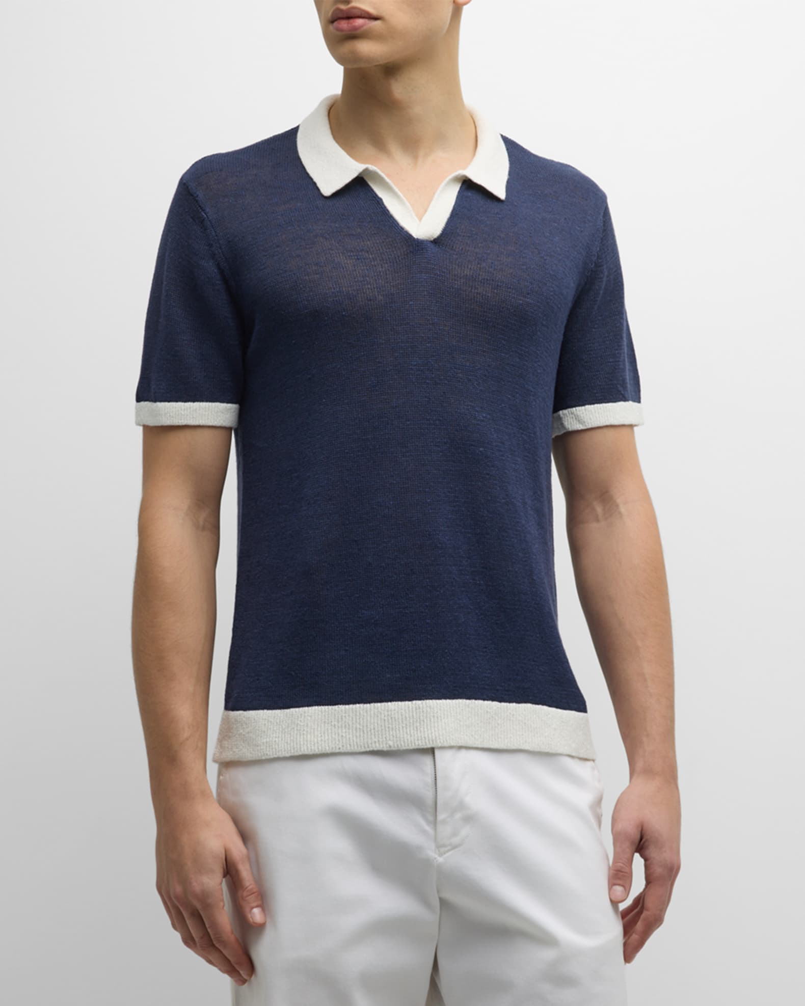 Men s Johnny Collar Knit Polo Shirt