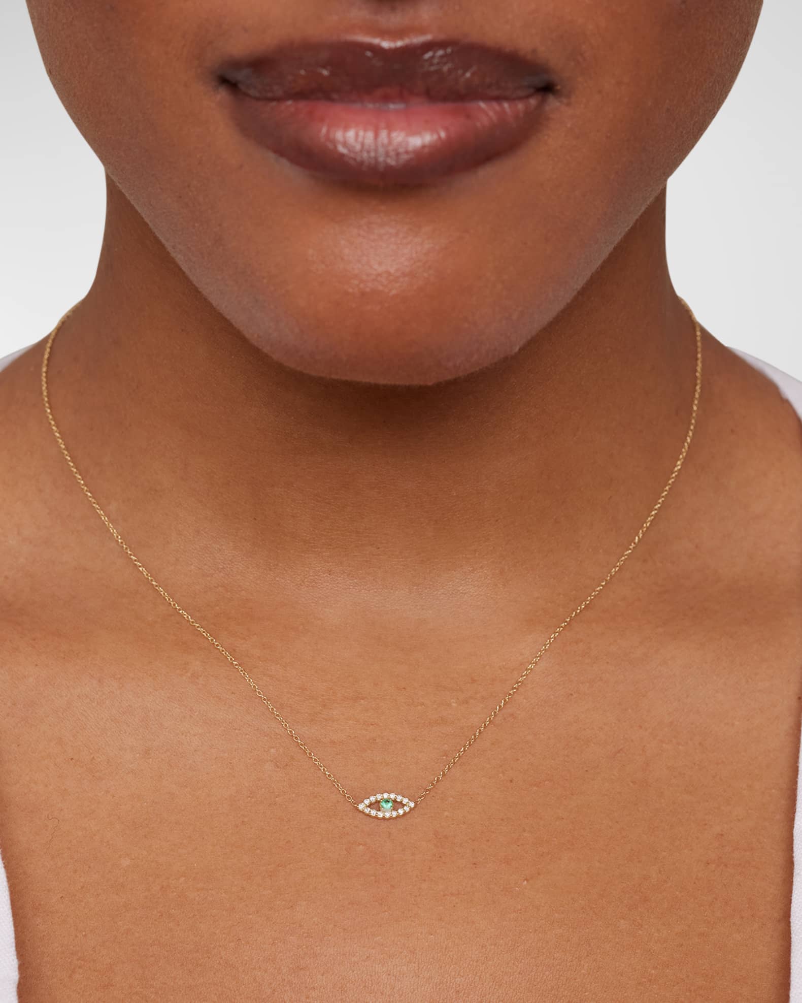 Evil Eye Necklace with Emerald and Diamonds 1