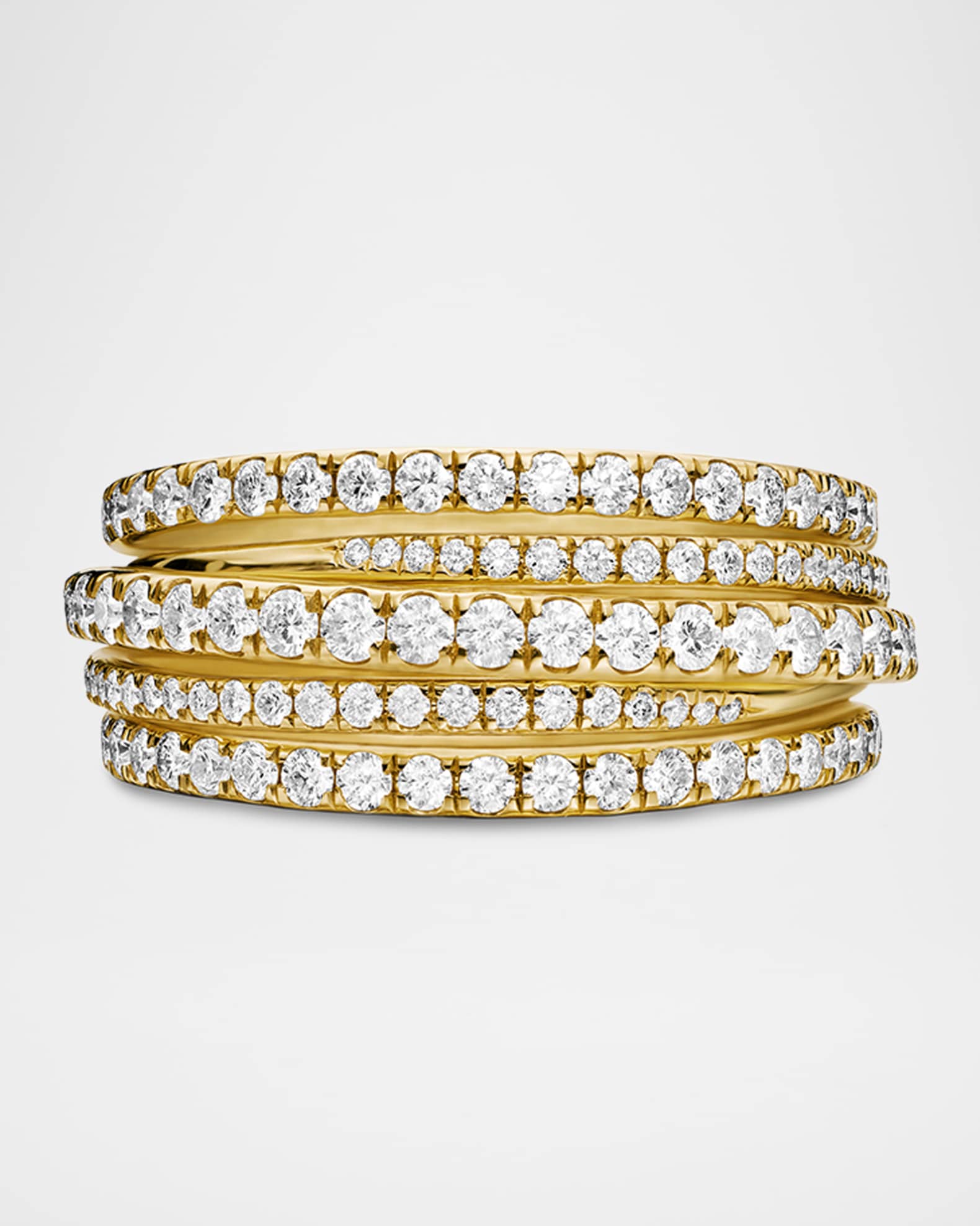 Pave Crossover Ring with Diamonds in 18K Gold, 11mm 0