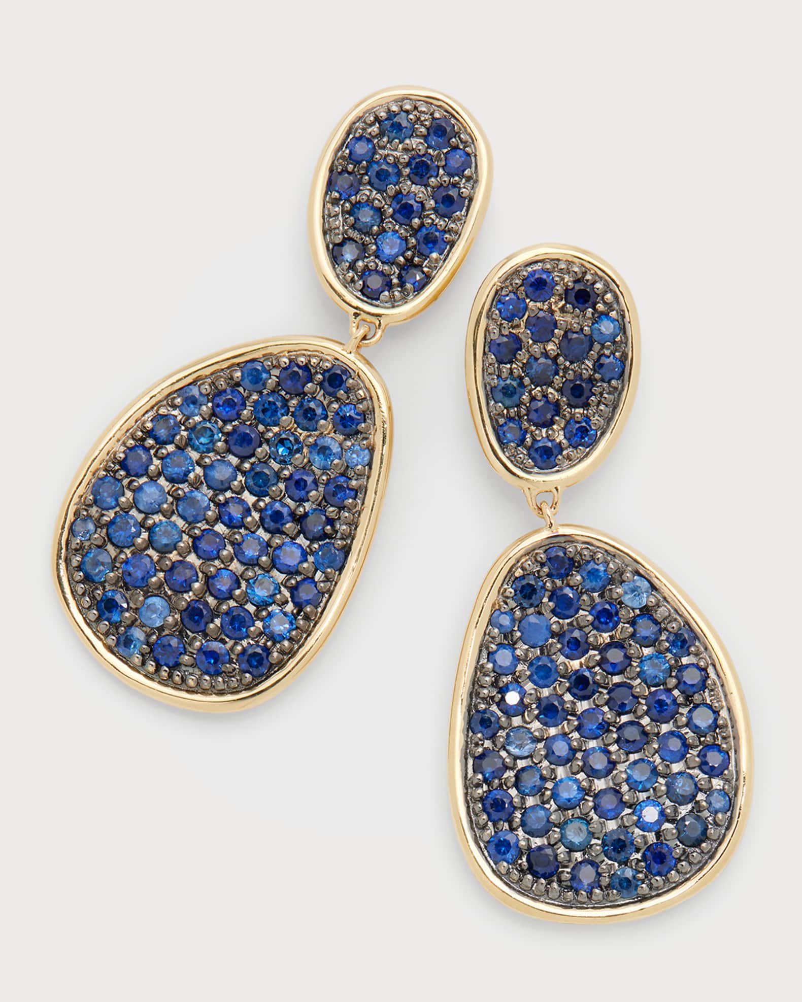 Marco Bicego Lunaria Blue Sapphire Pave Two Drop Earrings Neiman Marcus
