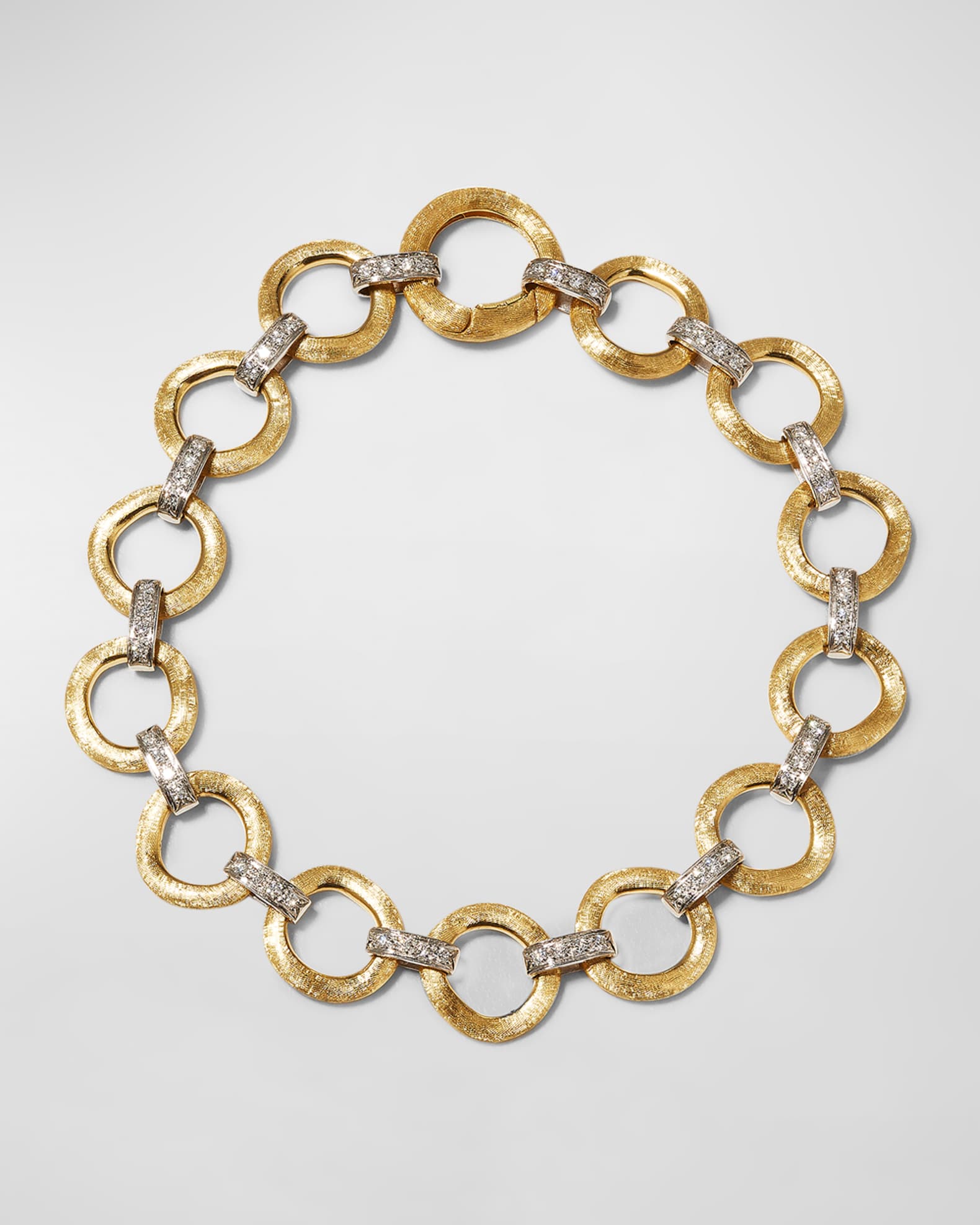 Jaipur Link 18K Yellow & White Gold Flat-Link Single Row Diamond Bracelet  0