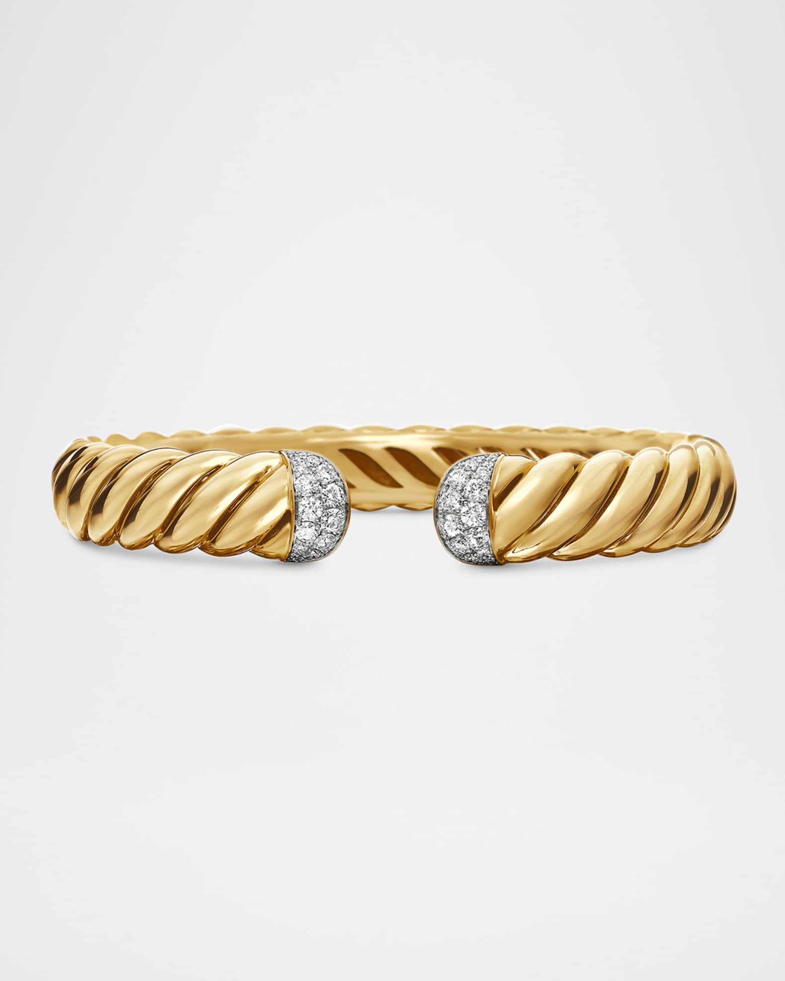 Sculpted Cable Bracelet with Diamonds in 18K Gold, 10mm 0