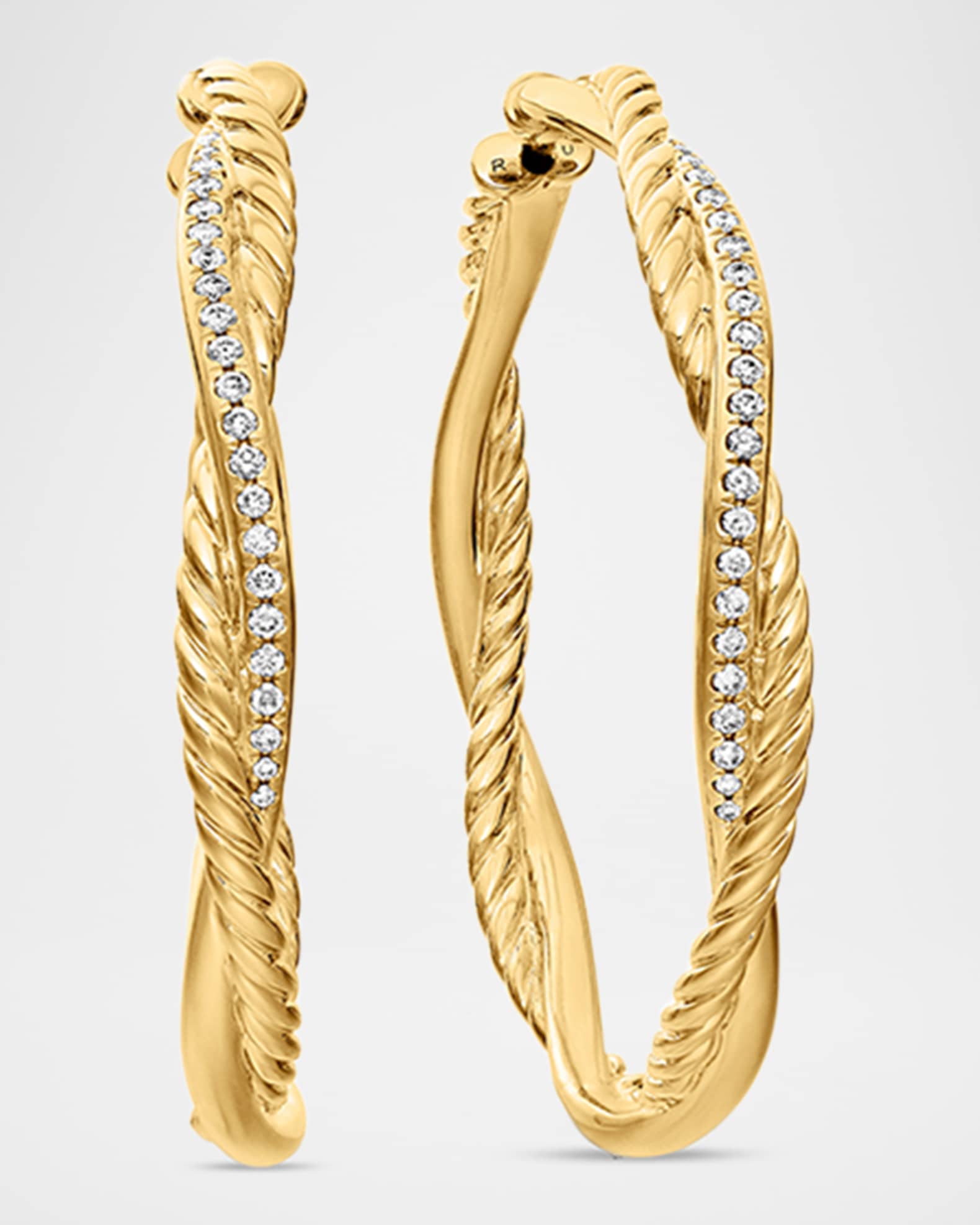 Petite Infinity Hoop Earrings in 18K Gold with Diamonds, 4mm, 1.65"L 0