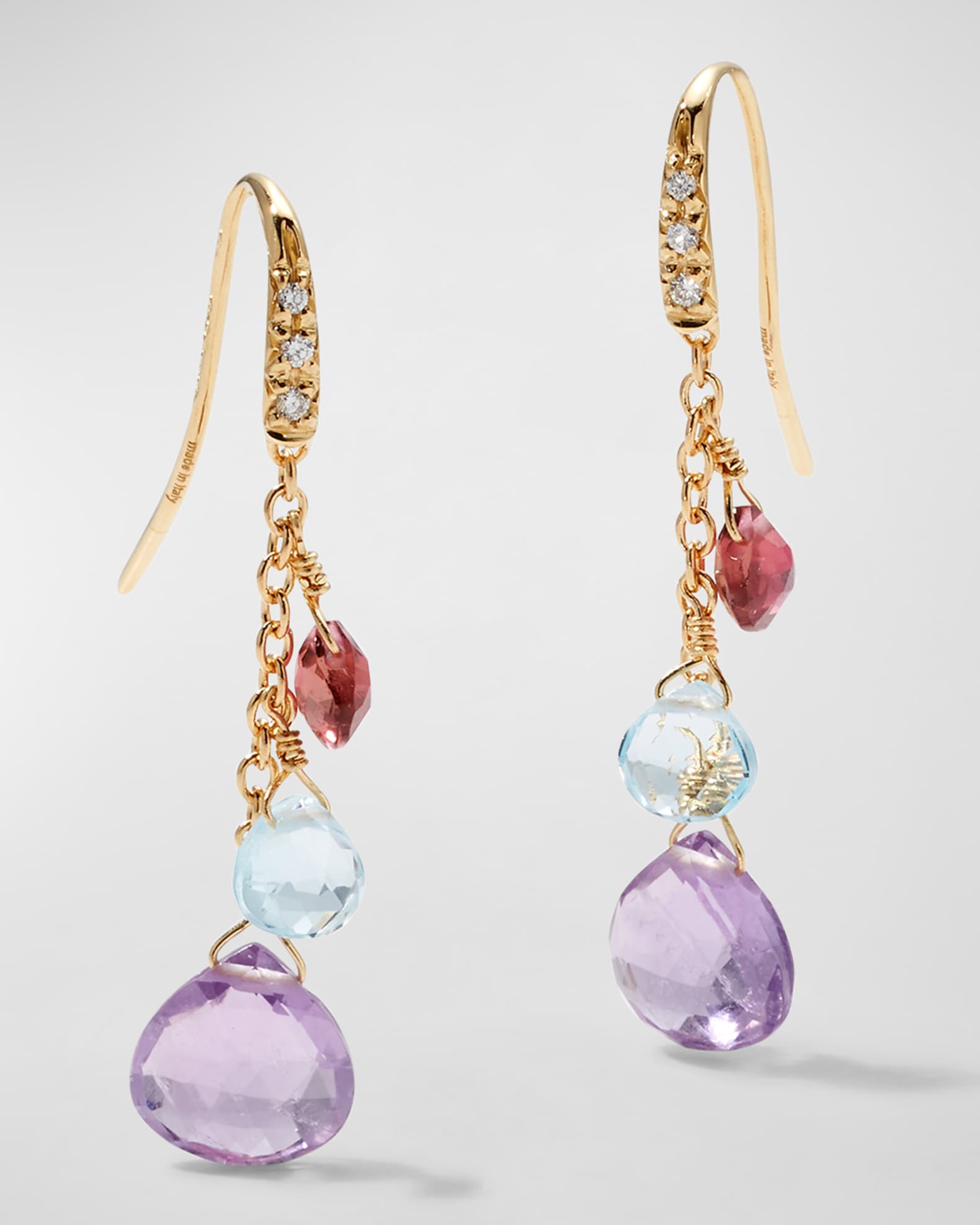 18K Yellow Gold Paradise Short Mixed Gemstone Drop Earrings 0