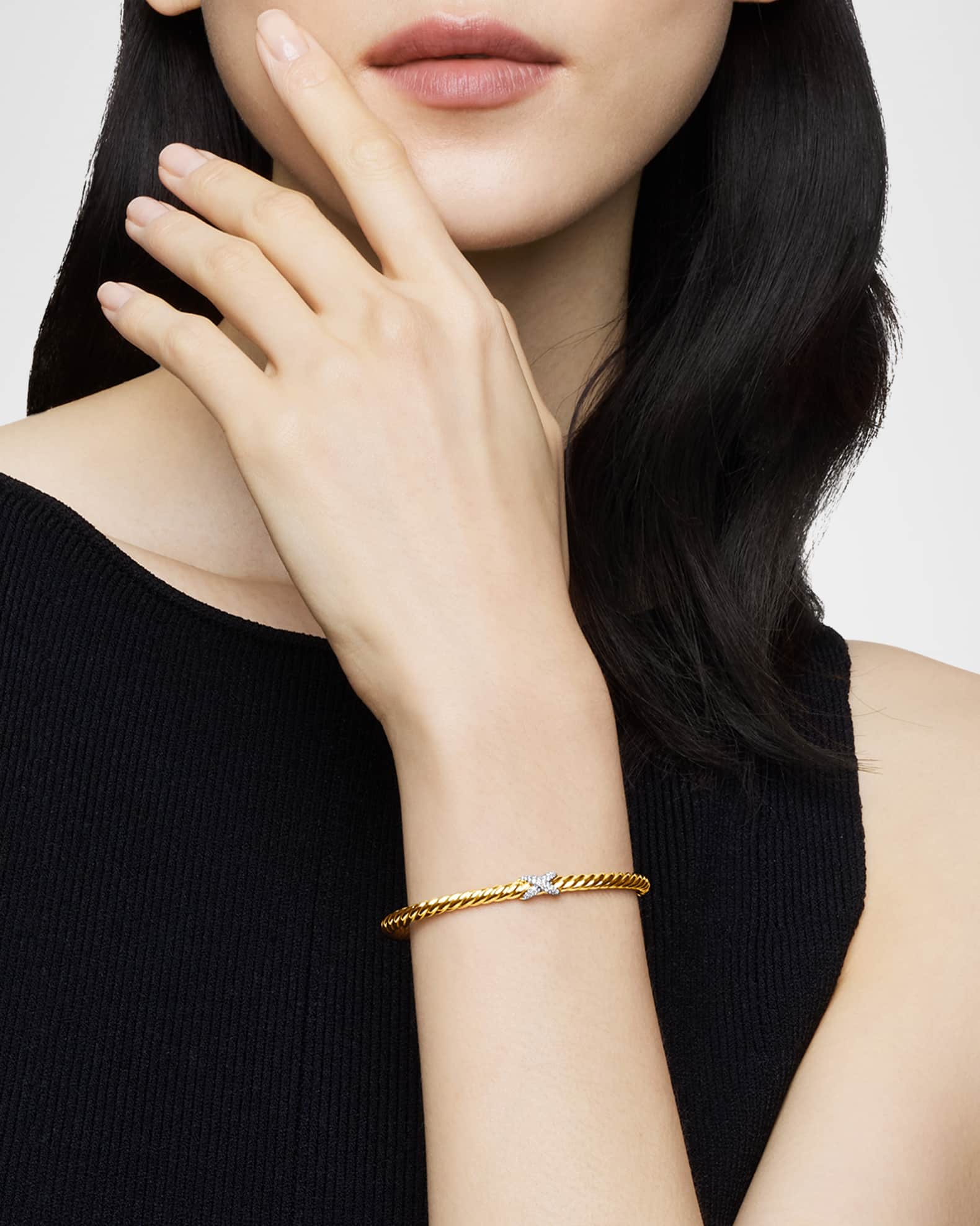 18k Gold Diamond-X Cablespira Bracelet 1