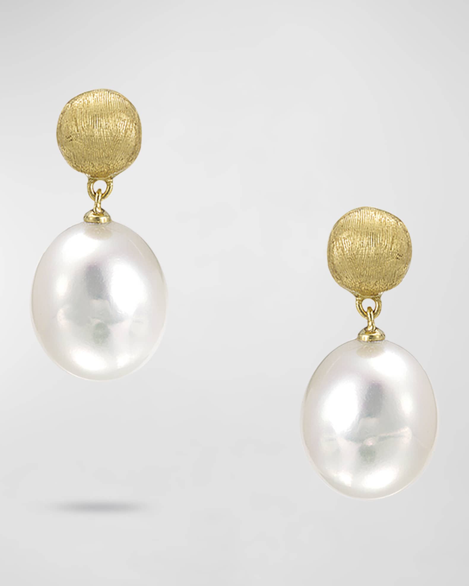 Africa 18K Yellow Gold Small Pearl Drop Earrings 0