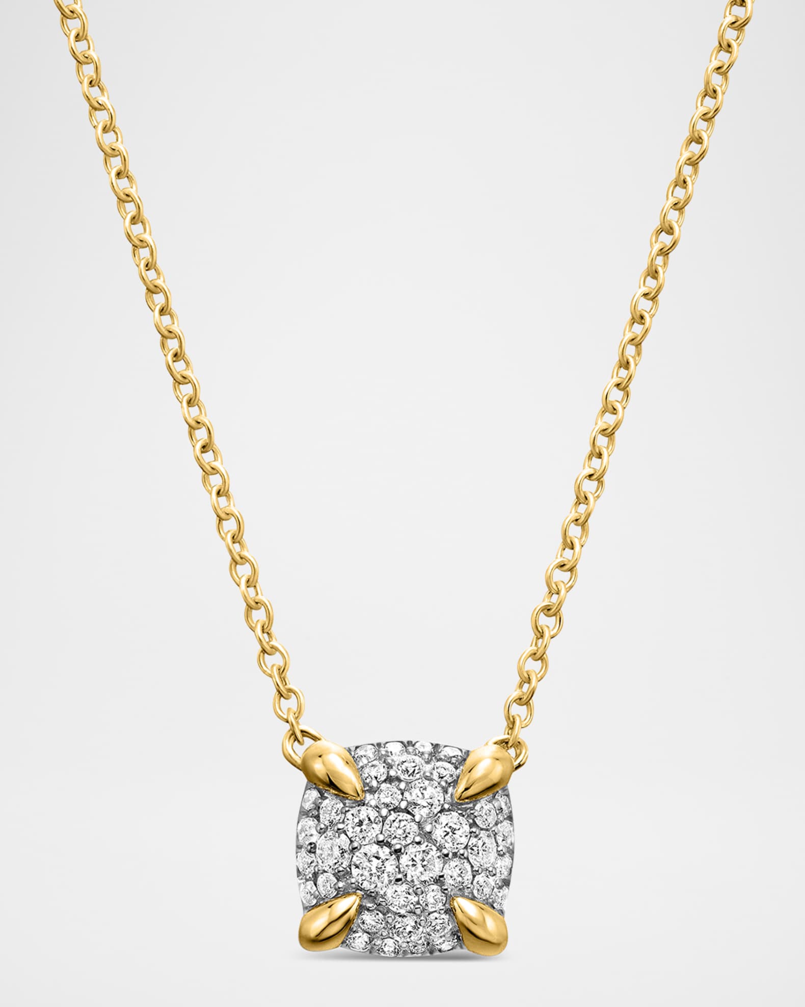 Chatelaine Pendant Necklace in 18K Yellow Gold with Full Pave Diamonds, 7mm 0