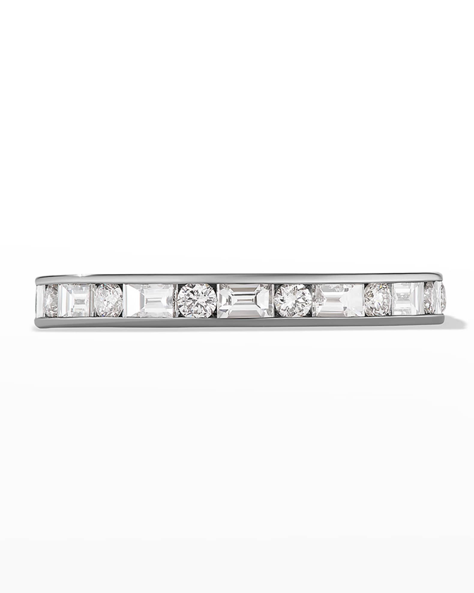 Eden Alternating Baguette Diamond Wedding Band Ring in Platinum 1